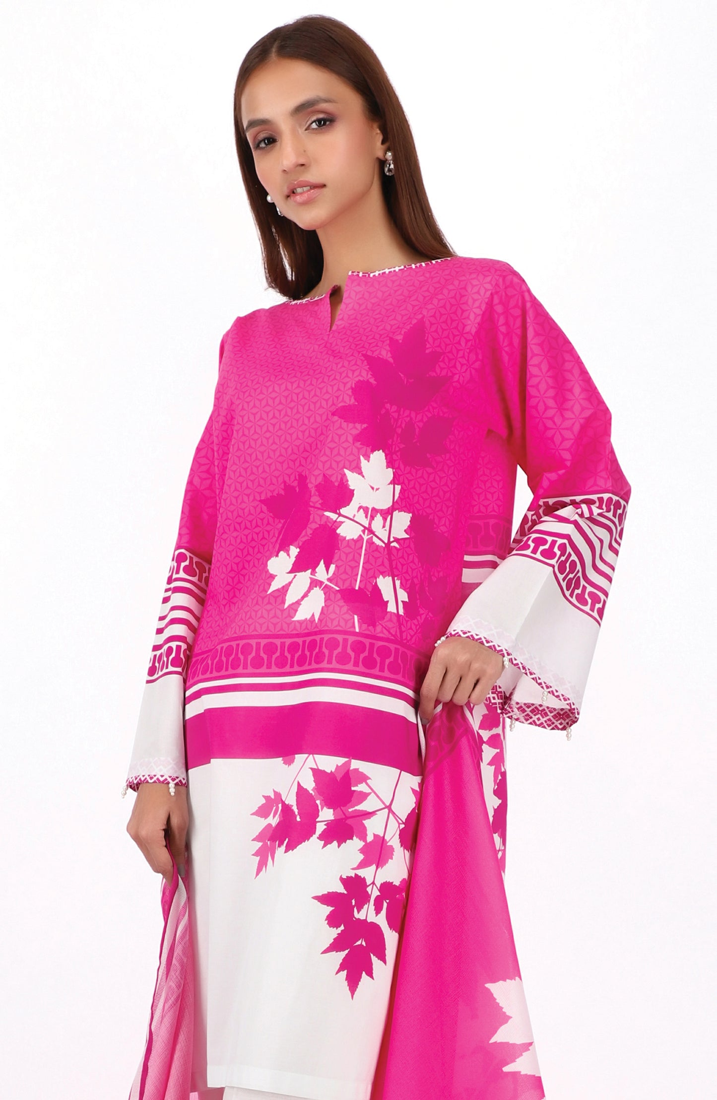 NRDS-22-054/U PINK CAMBRIC  UNSTITCHED SHIRT DUPATTA