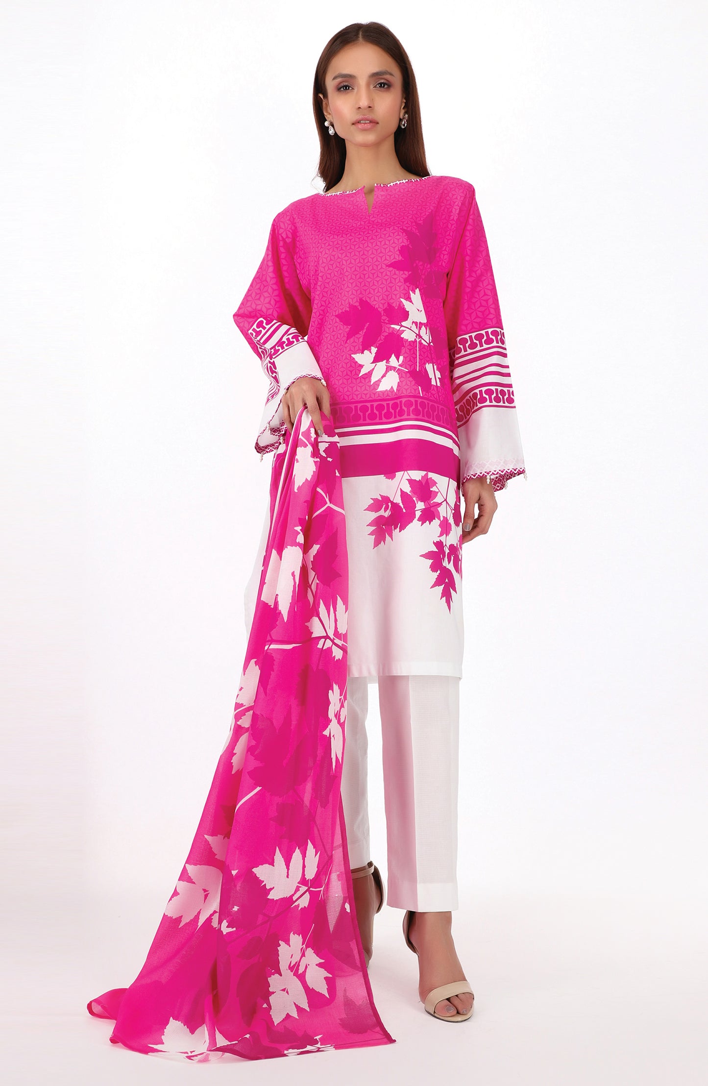 NRDS-22-054/U PINK CAMBRIC  UNSTITCHED SHIRT DUPATTA