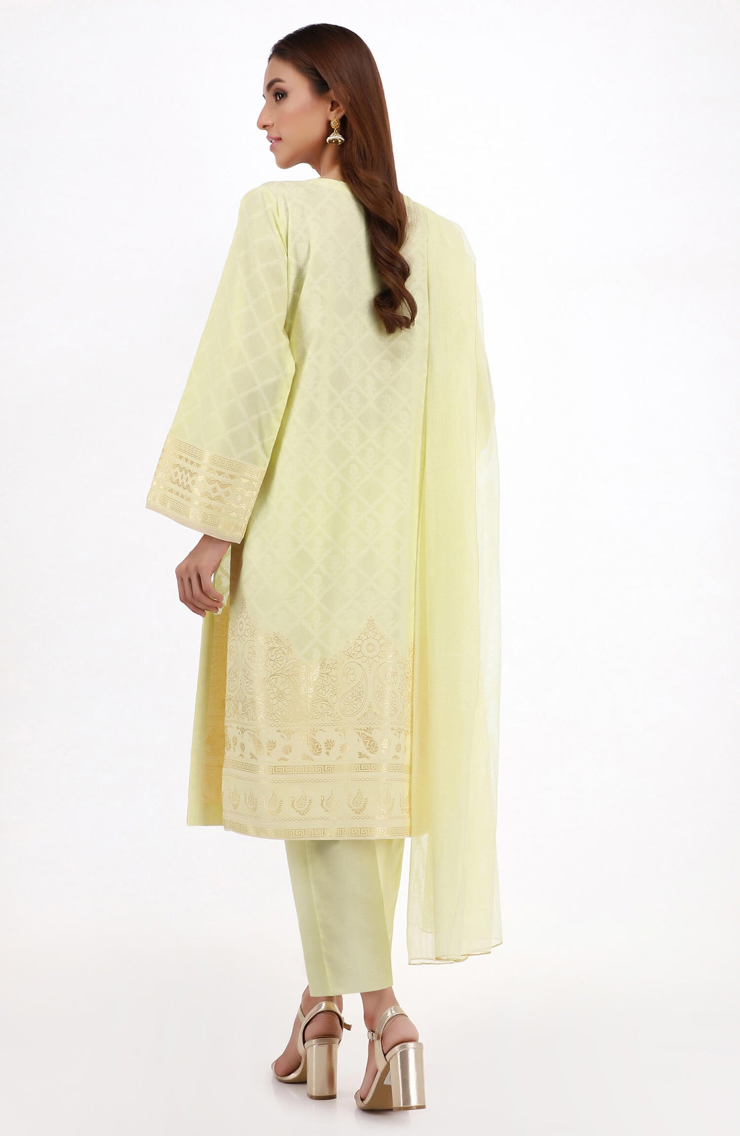 Stitched 3 Piece Premium Zari Jacquard Suit
