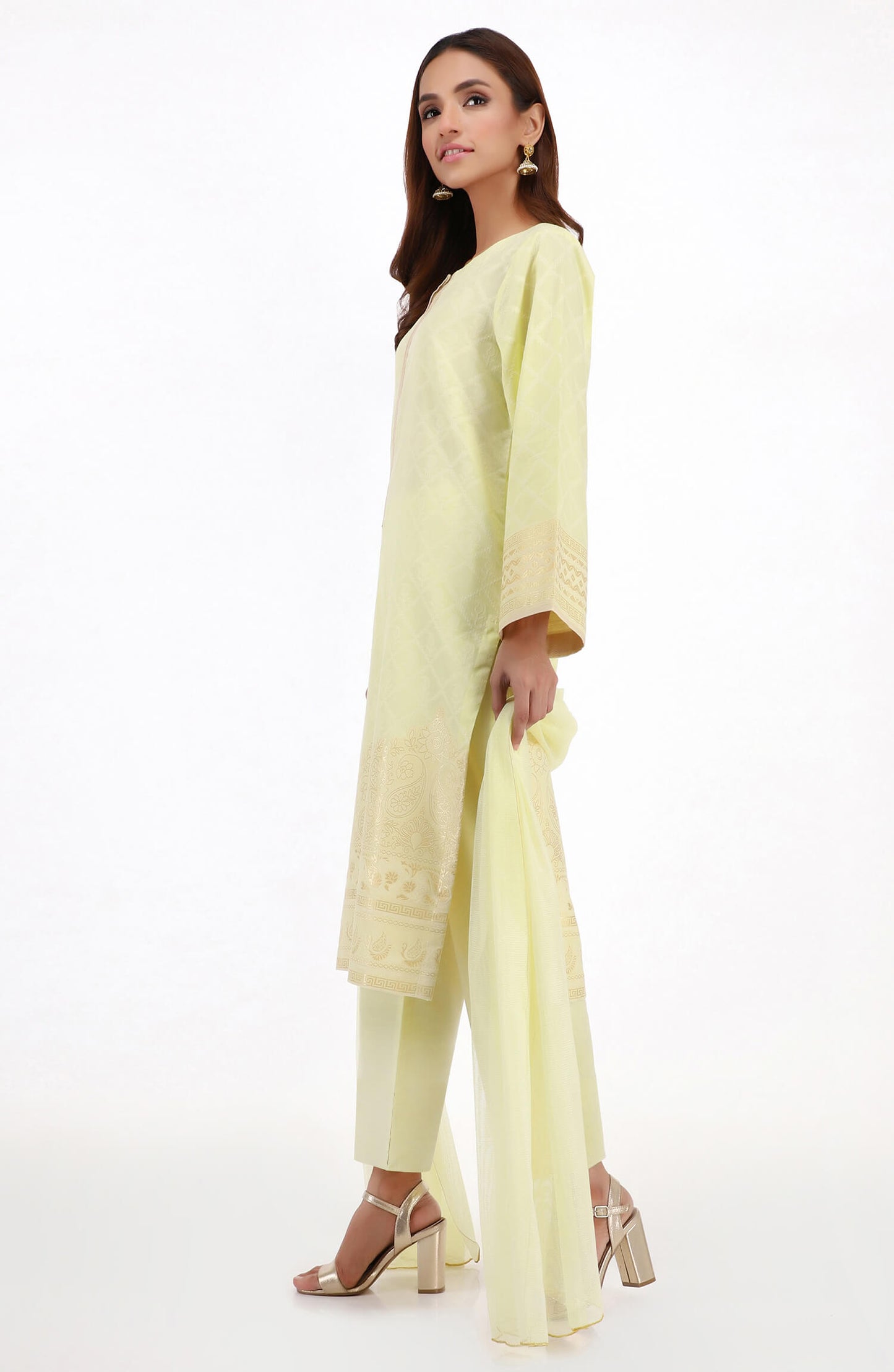 Stitched 3 Piece Premium Zari Jacquard Suit