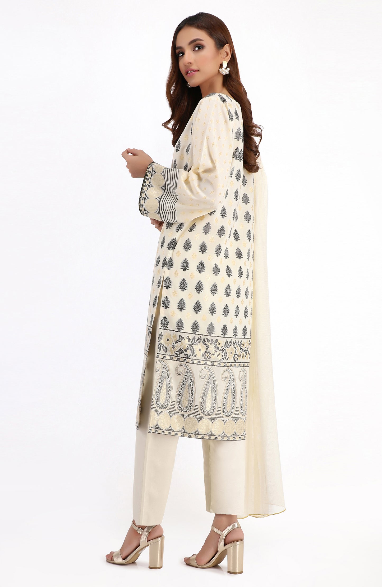Stitched 3 Piece Premium Zari Jacquard Suit