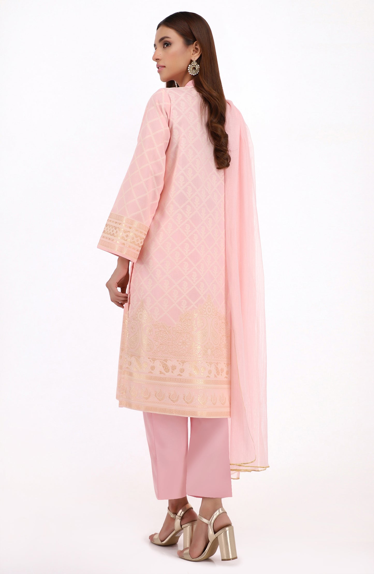 Stitched 3 Piece Premium Zari Jacquard Suit