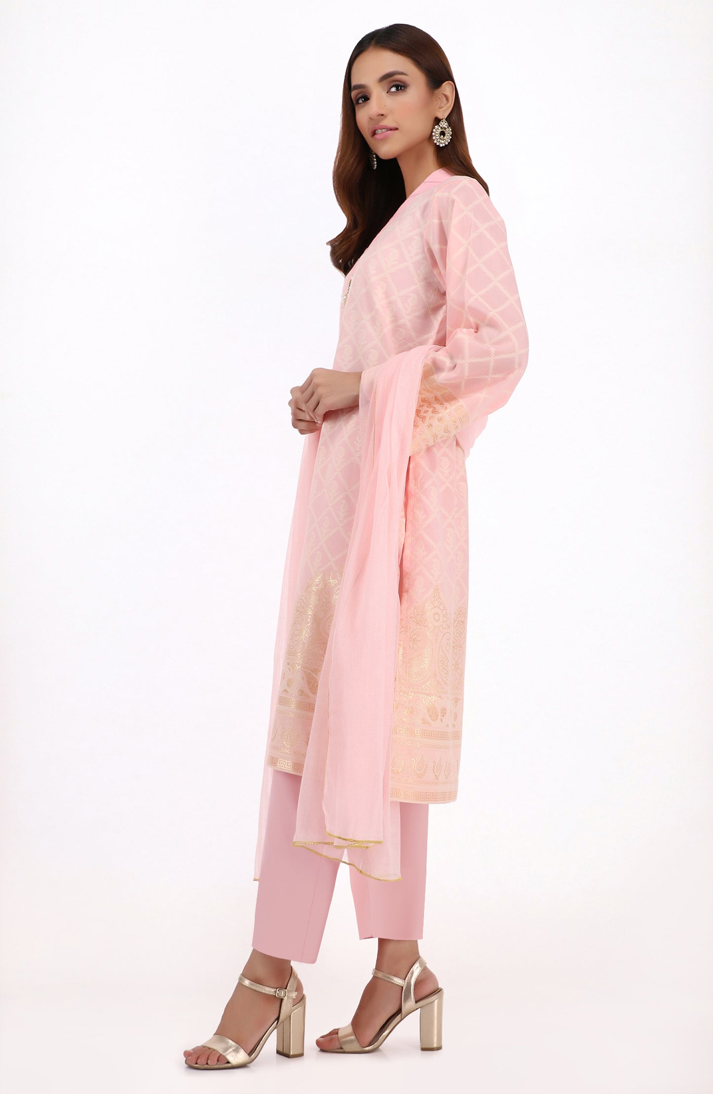 Stitched 3 Piece Premium Zari Jacquard Suit
