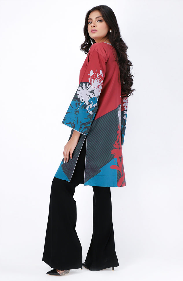 Stitched 1 Piece Embroidered Cotton Satin Shirt