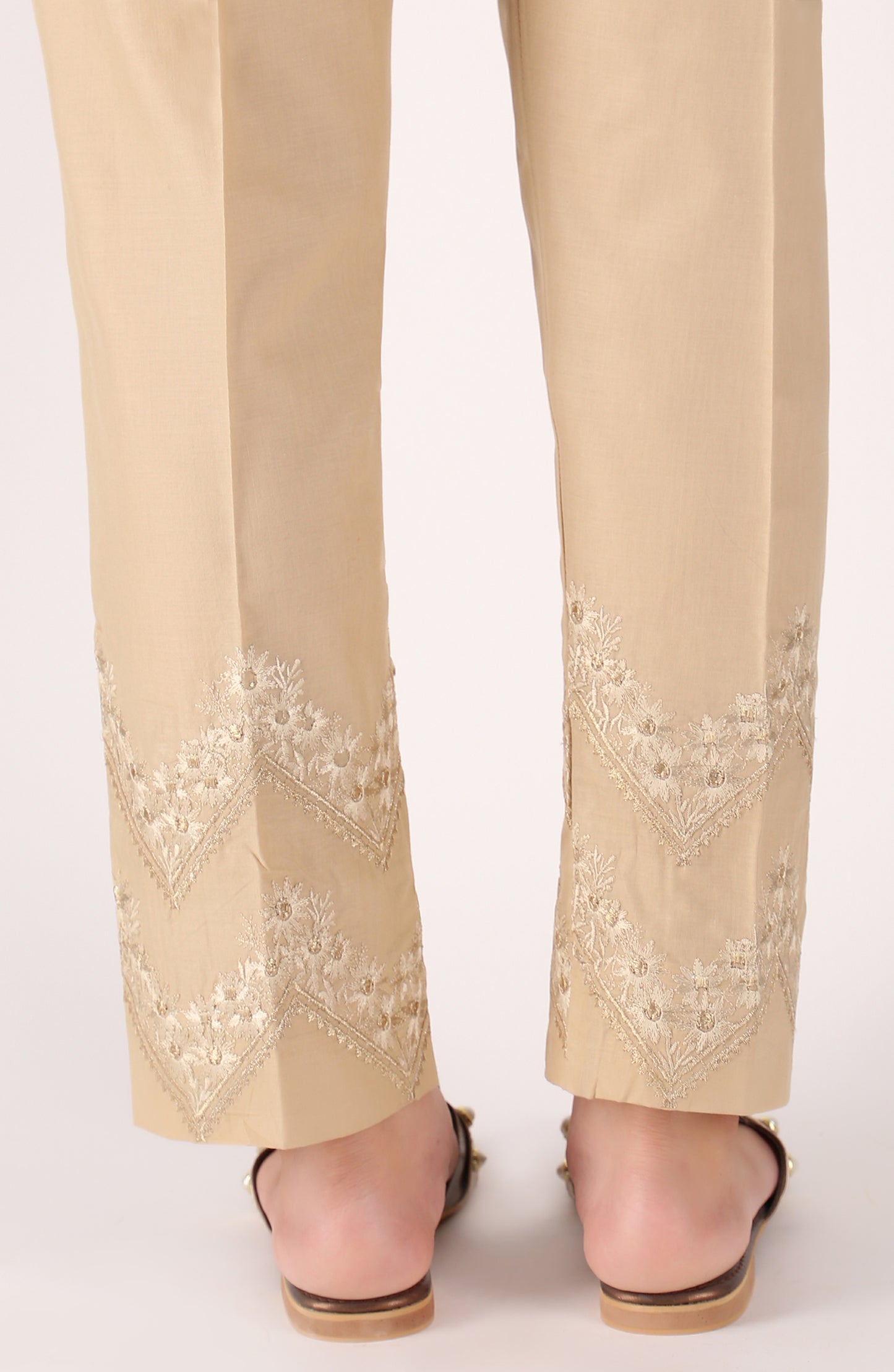 Stitched Bottoms 1 Piece Embroidered Cambric Pants