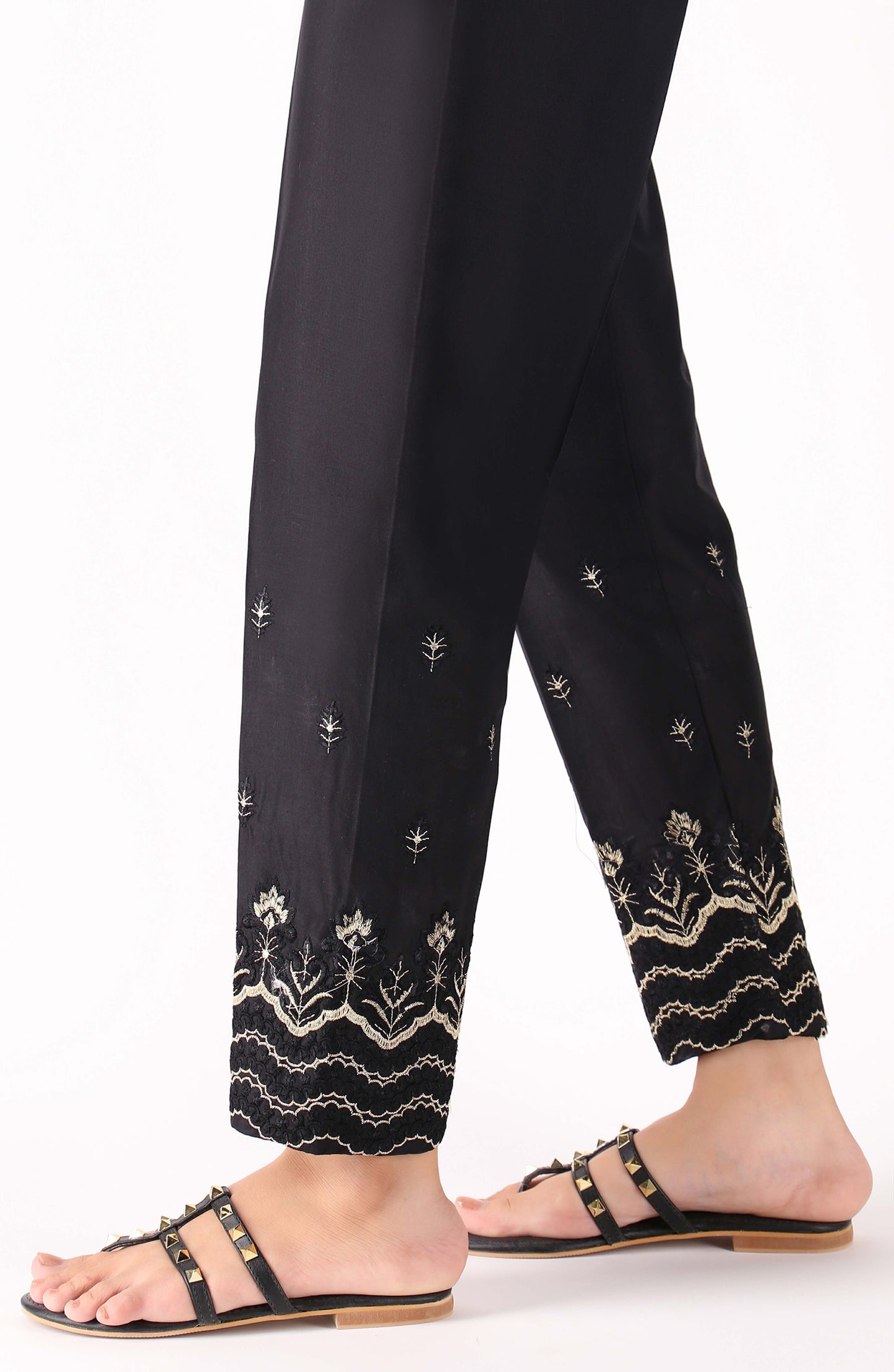 Stitched Bottoms 1 Piece Embroidered Cambric Pants