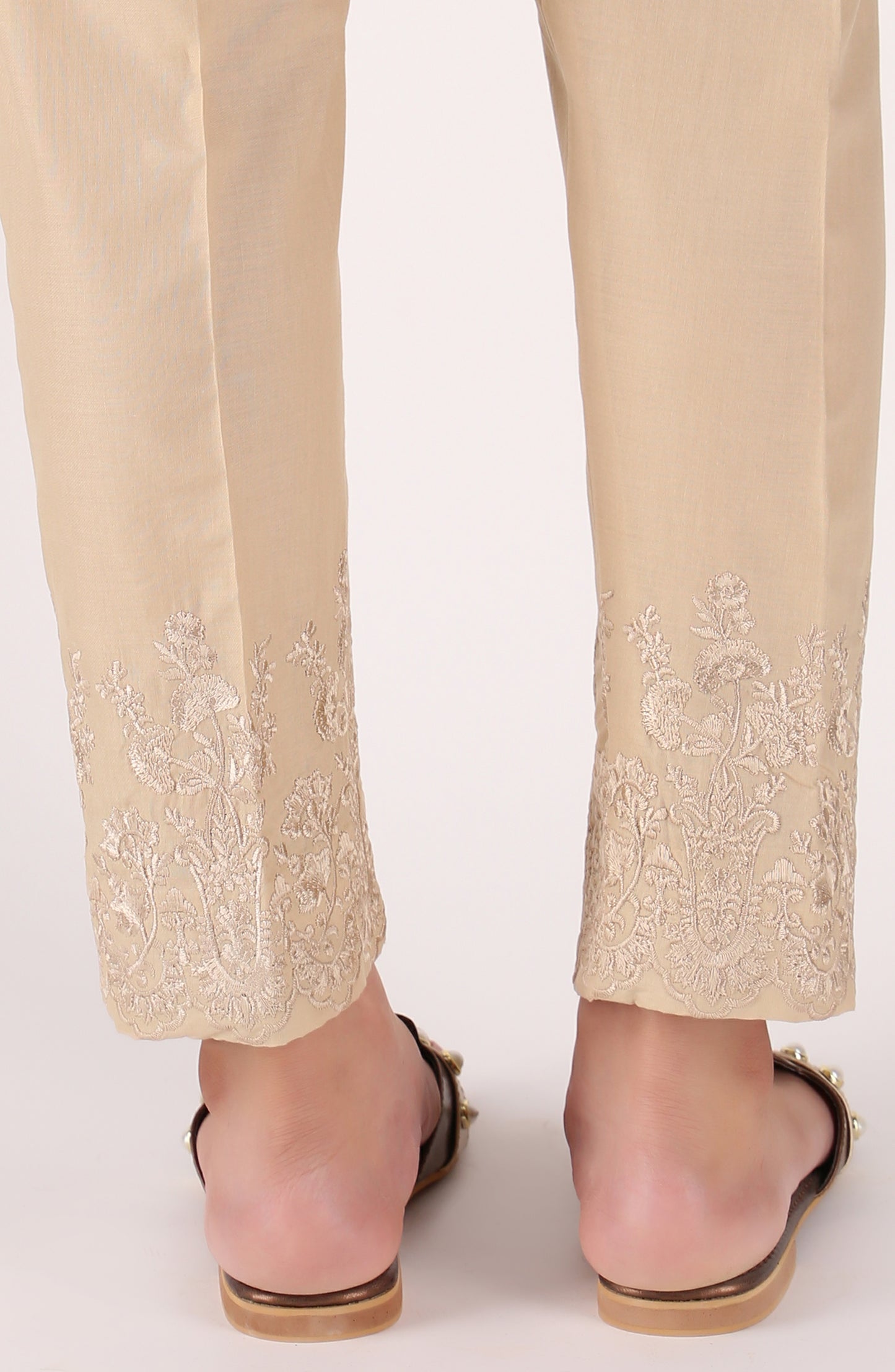 Stitched Bottoms 1 Piece Embroidered Cambric Pants