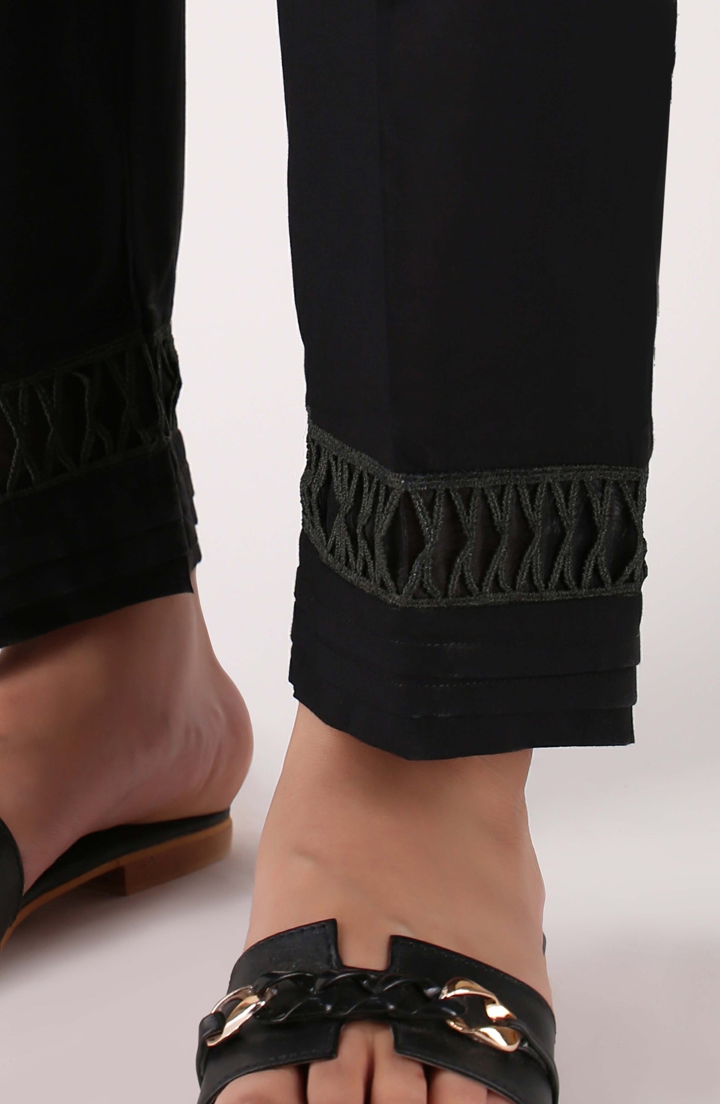 Stitched Bottoms 1 Piece Plain Cambric Pants