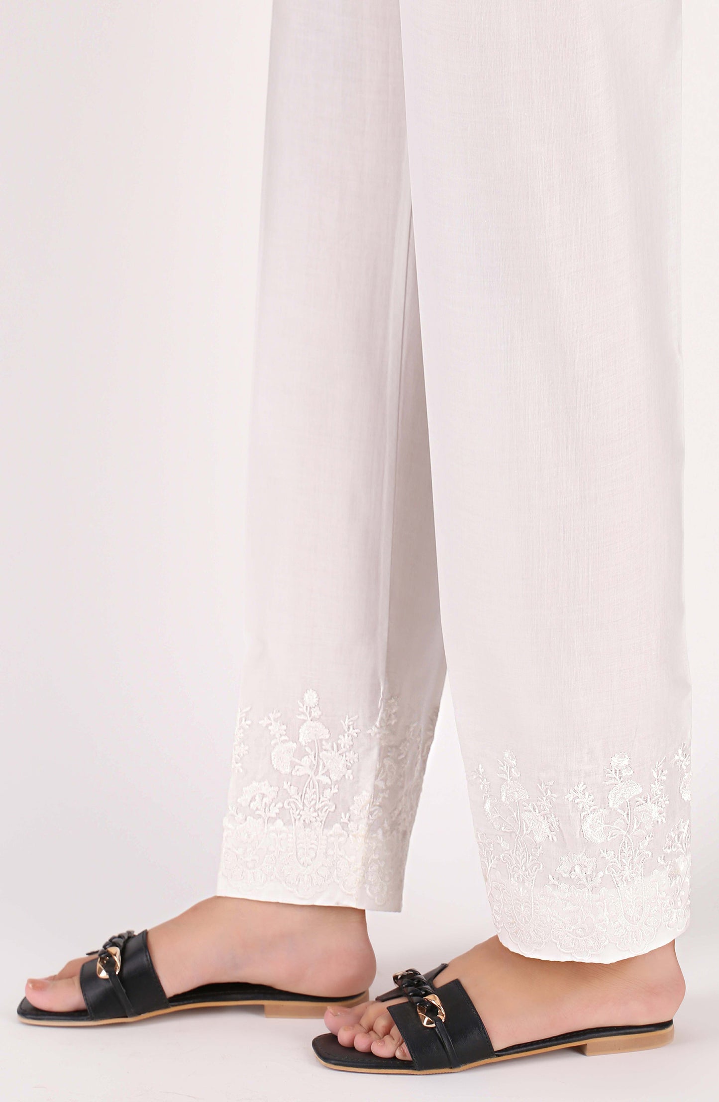 Stitched Bottoms 1 Piece Embroidered Cambric Pants
