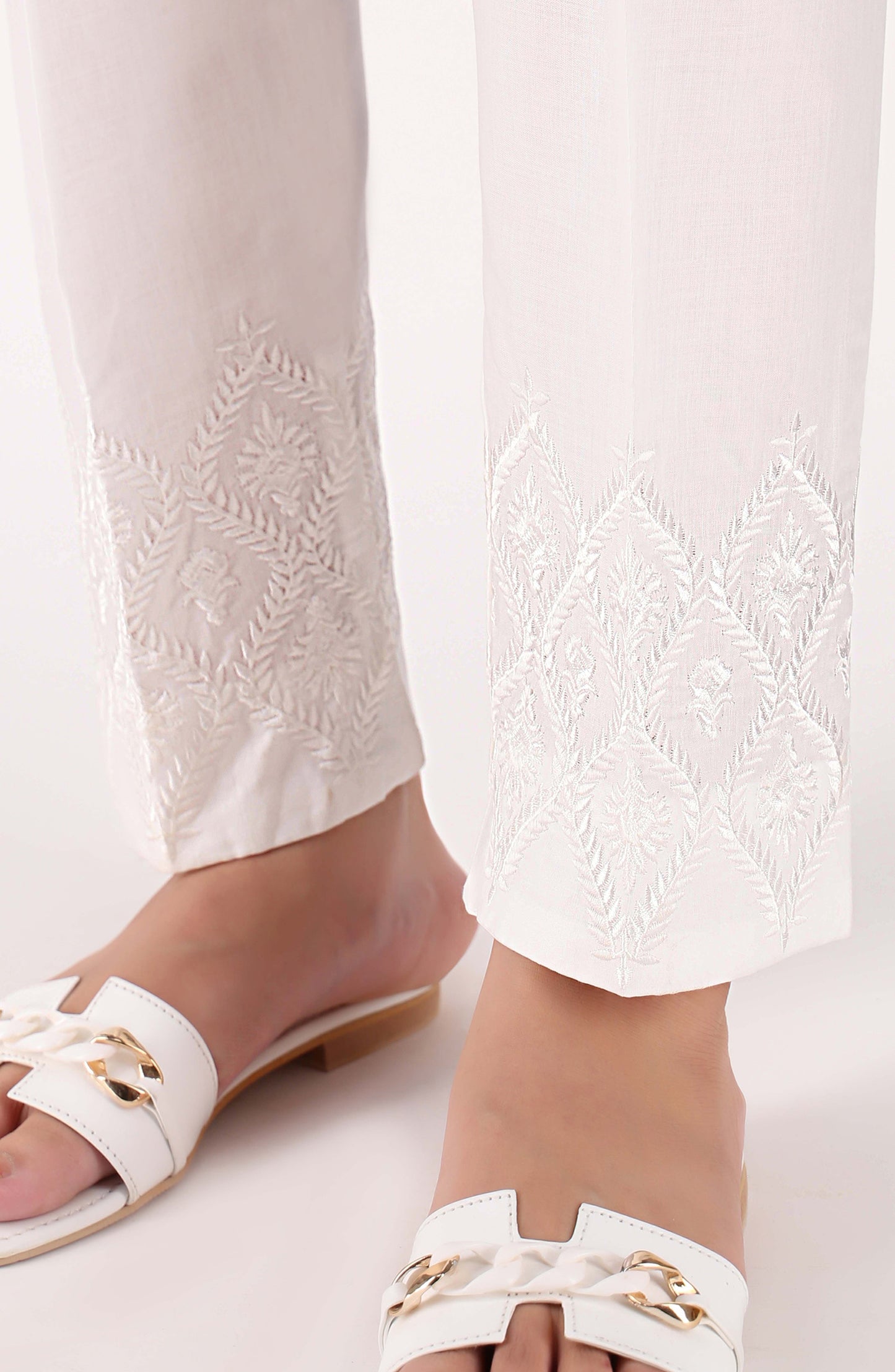 Stitched Bottoms 1 Piece Embroidered Cambric Pants