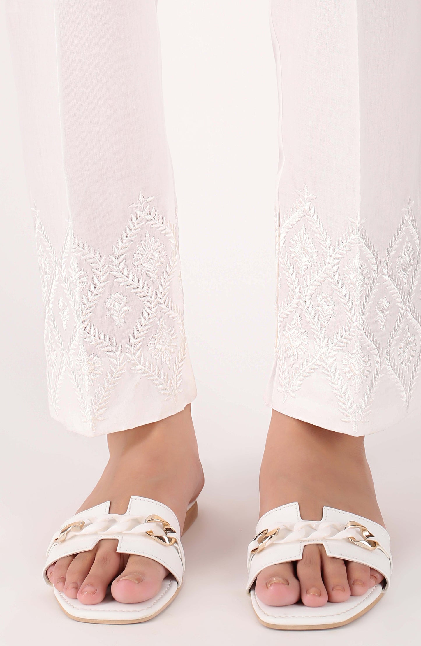 Stitched Bottoms 1 Piece Embroidered Cambric Pants