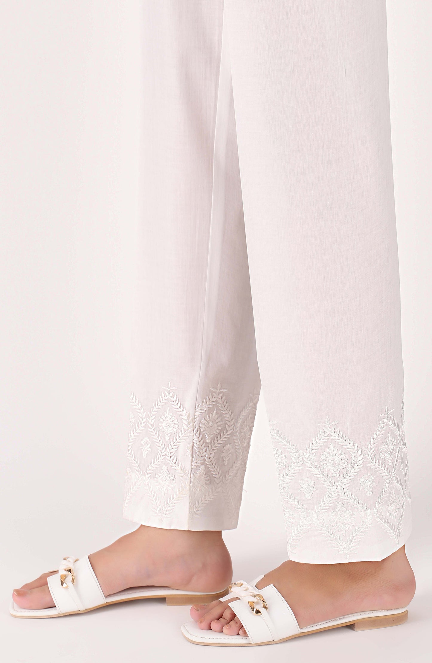 Stitched Bottoms 1 Piece Embroidered Cambric Pants