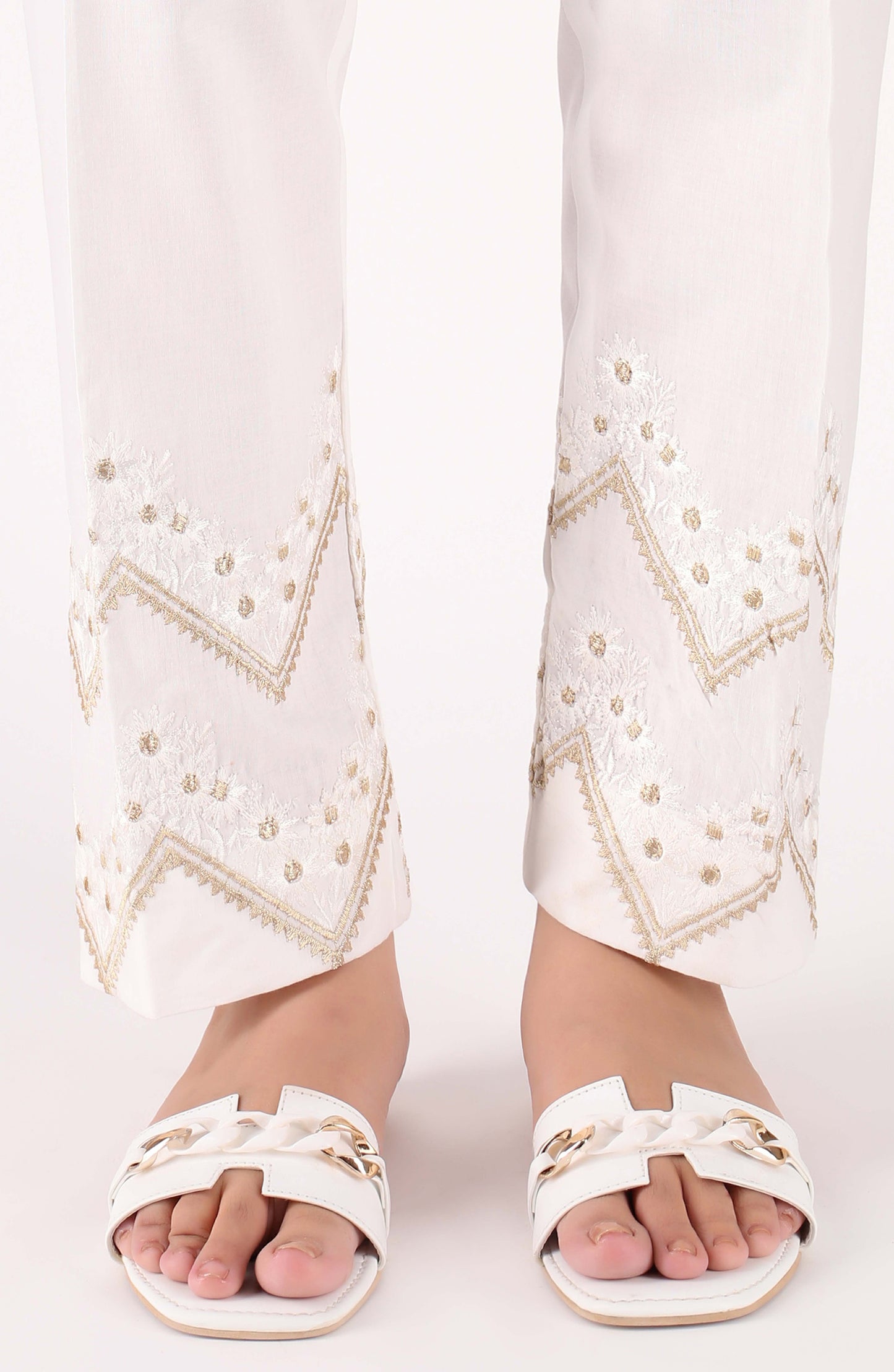 Stitched Bottoms 1 Piece Embroidered Cambric Pants