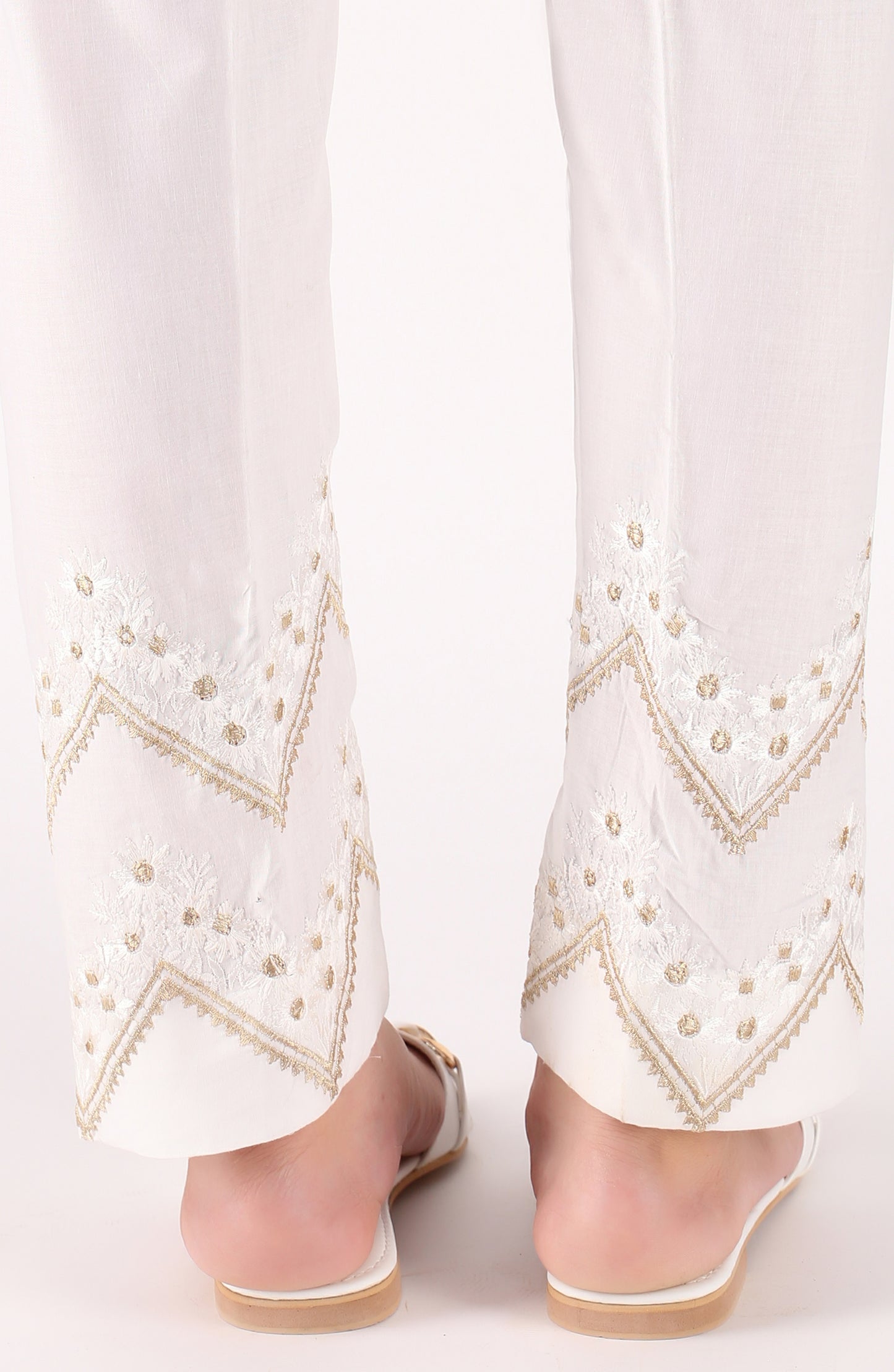 Stitched Bottoms 1 Piece Embroidered Cambric Pants