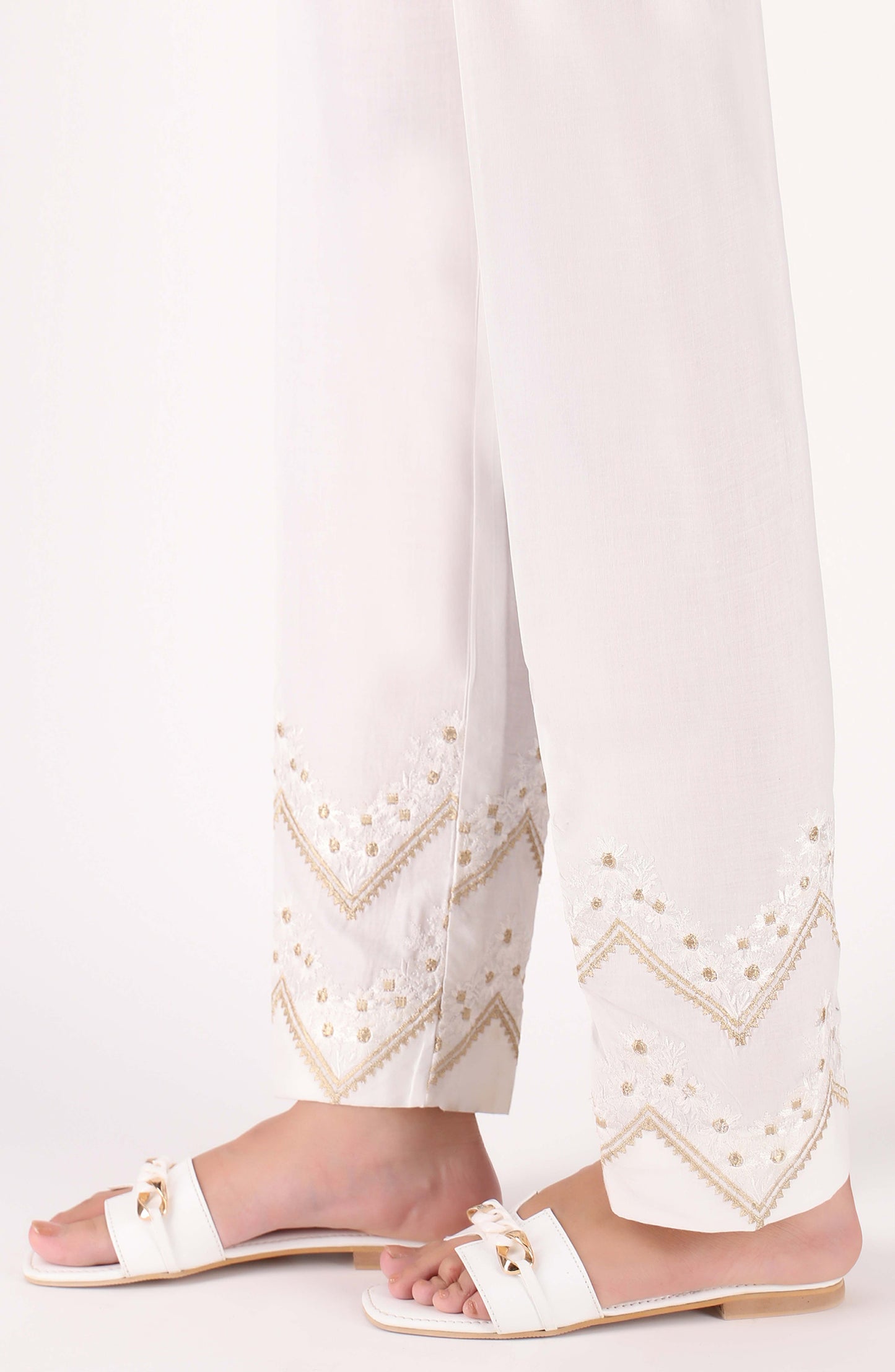 Stitched Bottoms 1 Piece Embroidered Cambric Pants