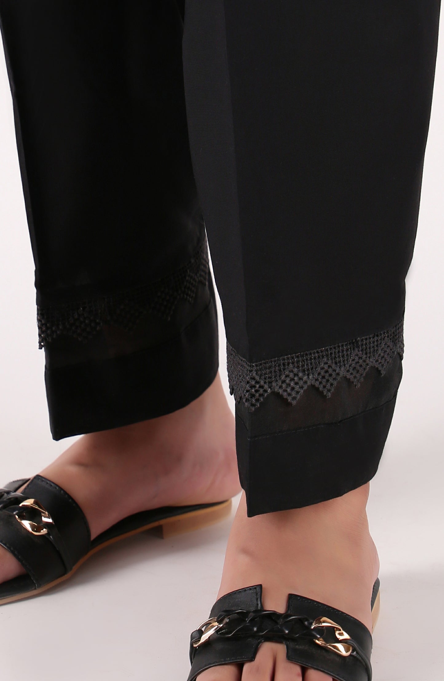 Stitched Bottoms 1 Piece Plain Cambric Pants