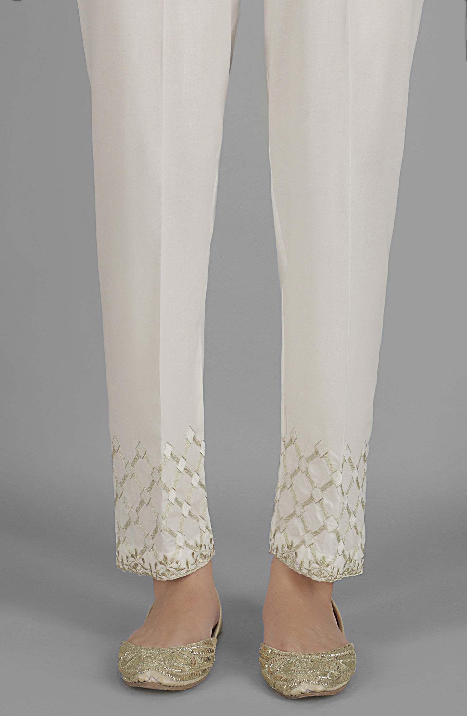 NRPE-056/S WHITE CAMBRIC SCPANTS STITCHED BOTTOMS PANTS