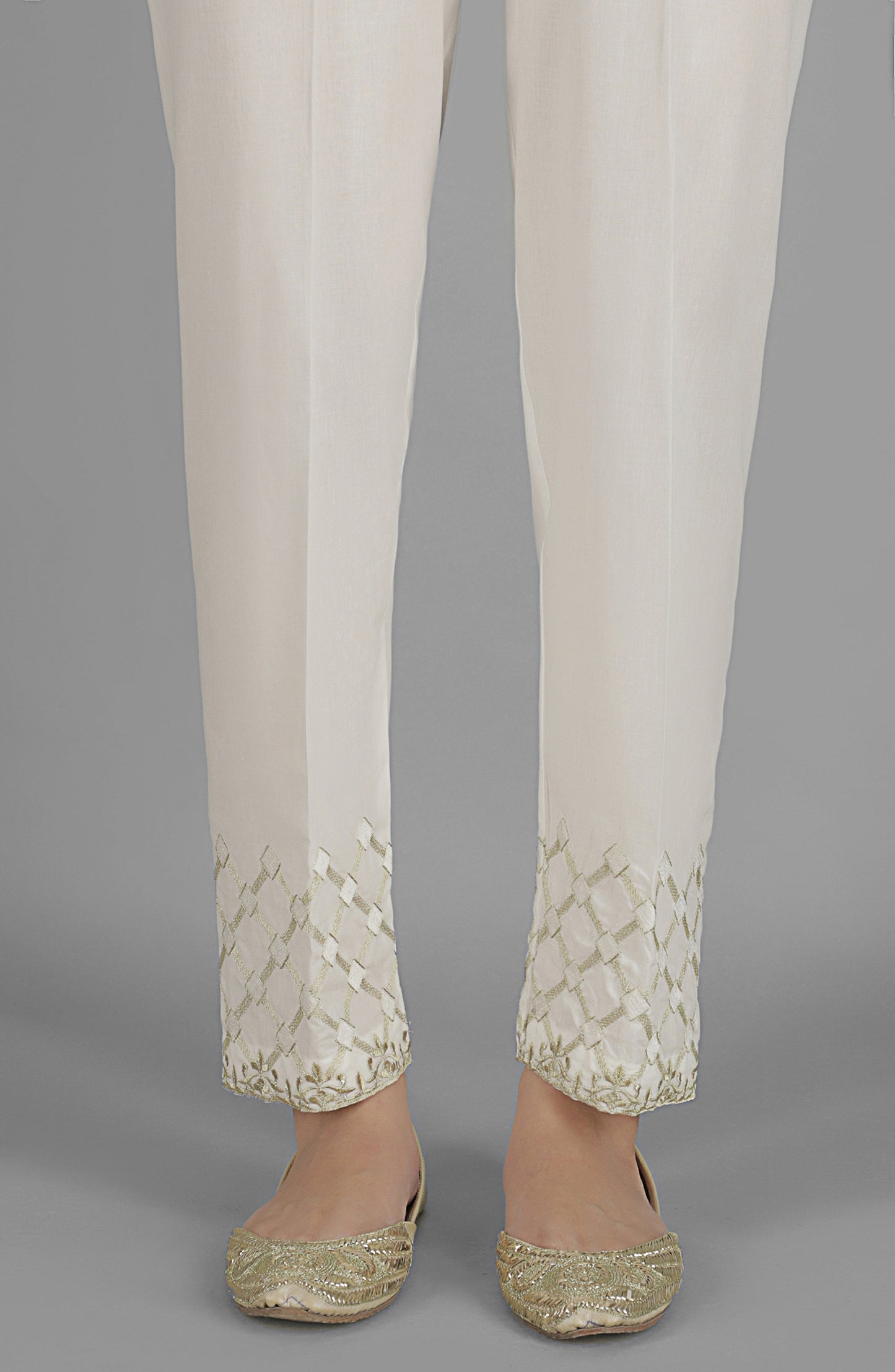 NRPE-056/S WHITE CAMBRIC SCPANTS STITCHED BOTTOMS PANTS