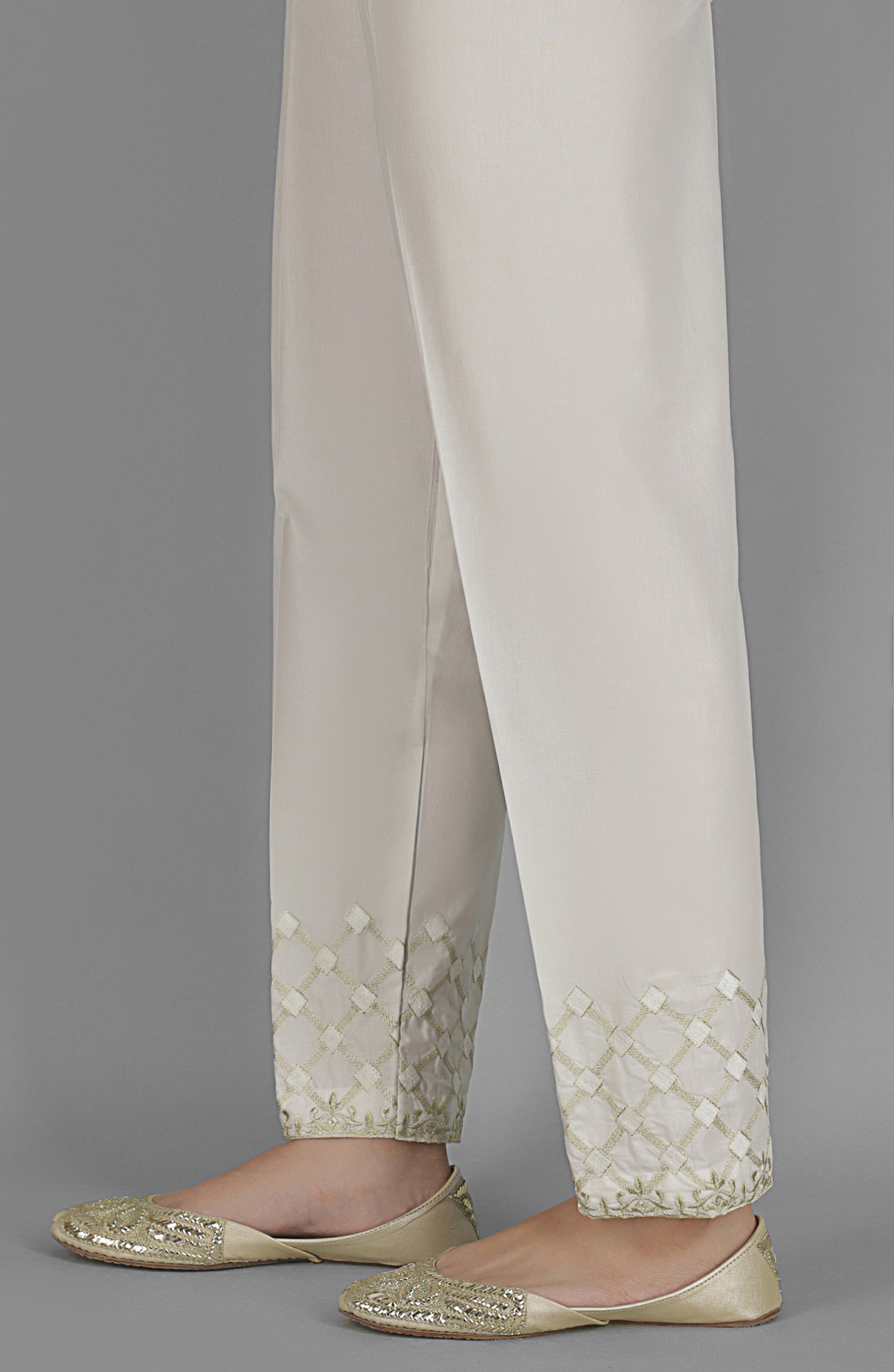NRPE-056/S WHITE CAMBRIC SCPANTS STITCHED BOTTOMS PANTS