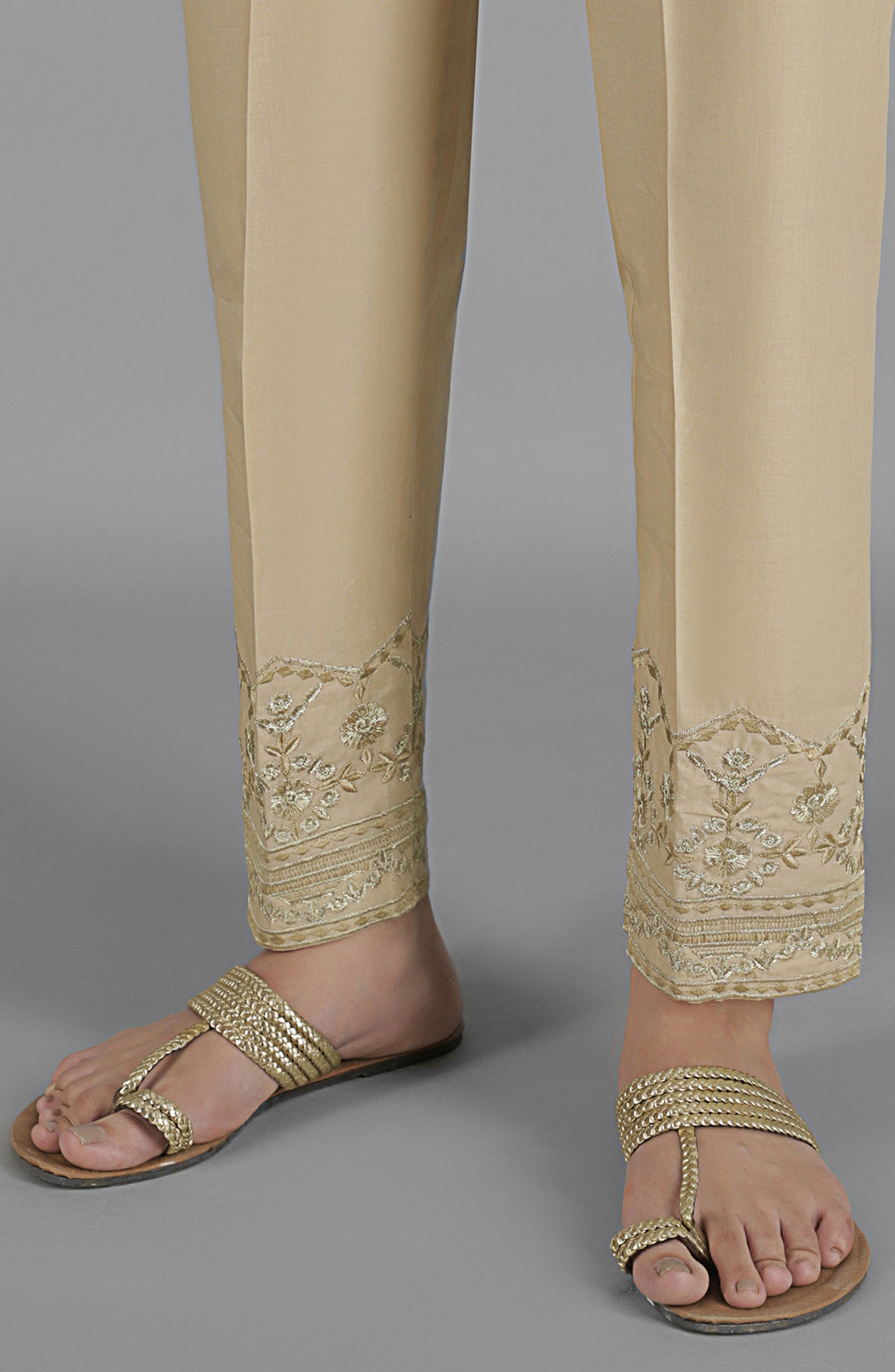 NRPE-053/S BEIGE CAMBRIC SCPANTS STITCHED BOTTOMS PANTS