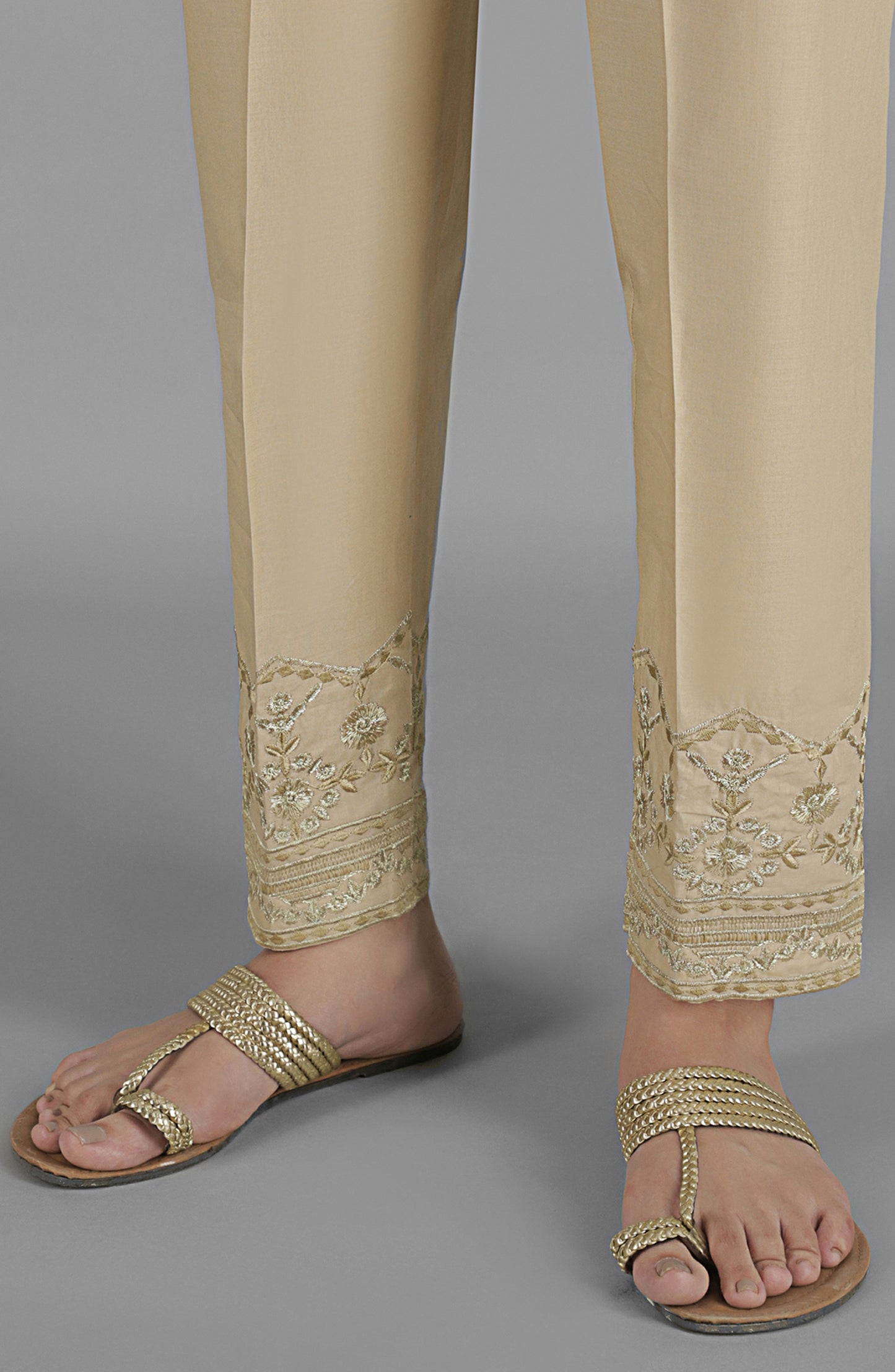 NRPE-053/S BEIGE CAMBRIC SCPANTS STITCHED BOTTOMS PANTS