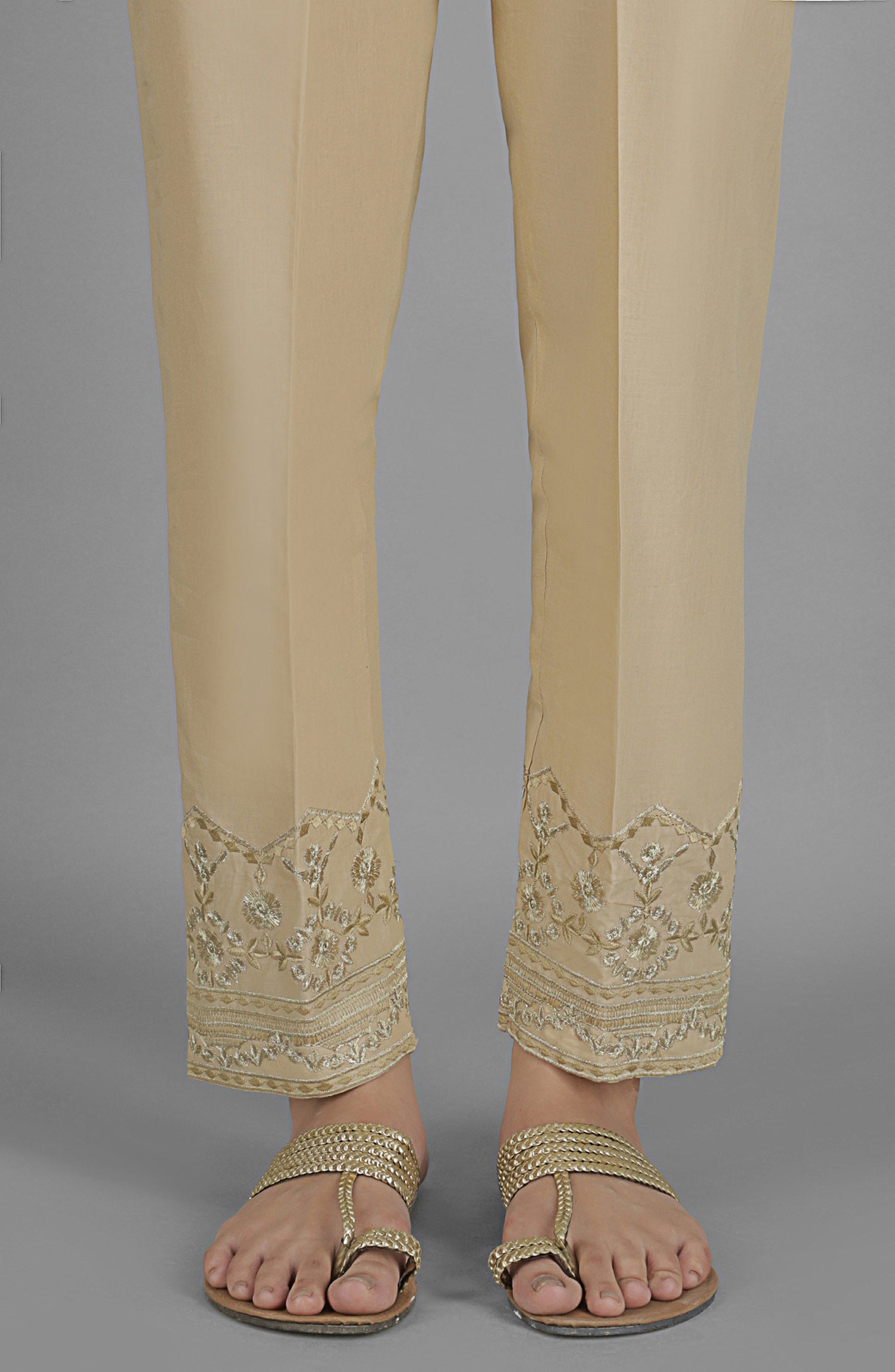 NRPE-053/S BEIGE CAMBRIC SCPANTS STITCHED BOTTOMS PANTS