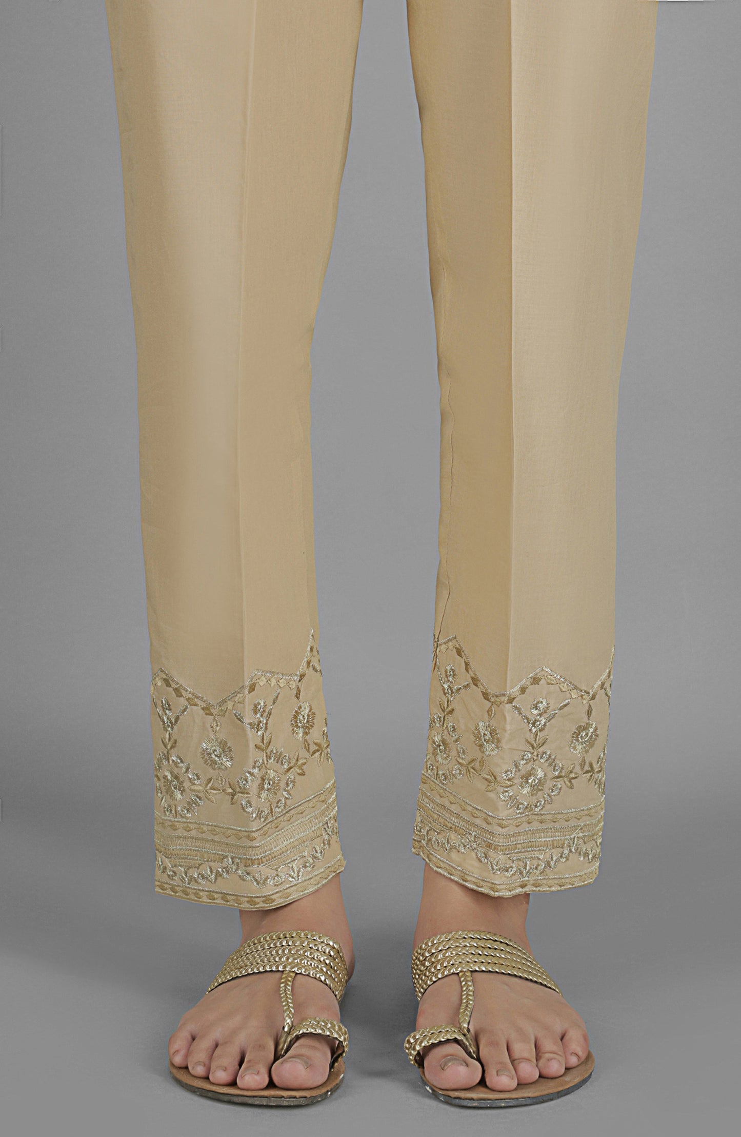 NRPE-053/S BEIGE CAMBRIC SCPANTS STITCHED BOTTOMS PANTS