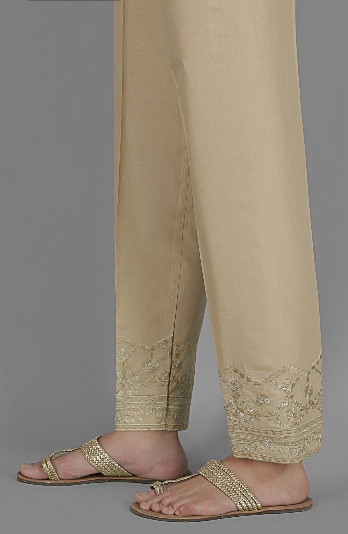 NRPE-053/S BEIGE CAMBRIC SCPANTS STITCHED BOTTOMS PANTS