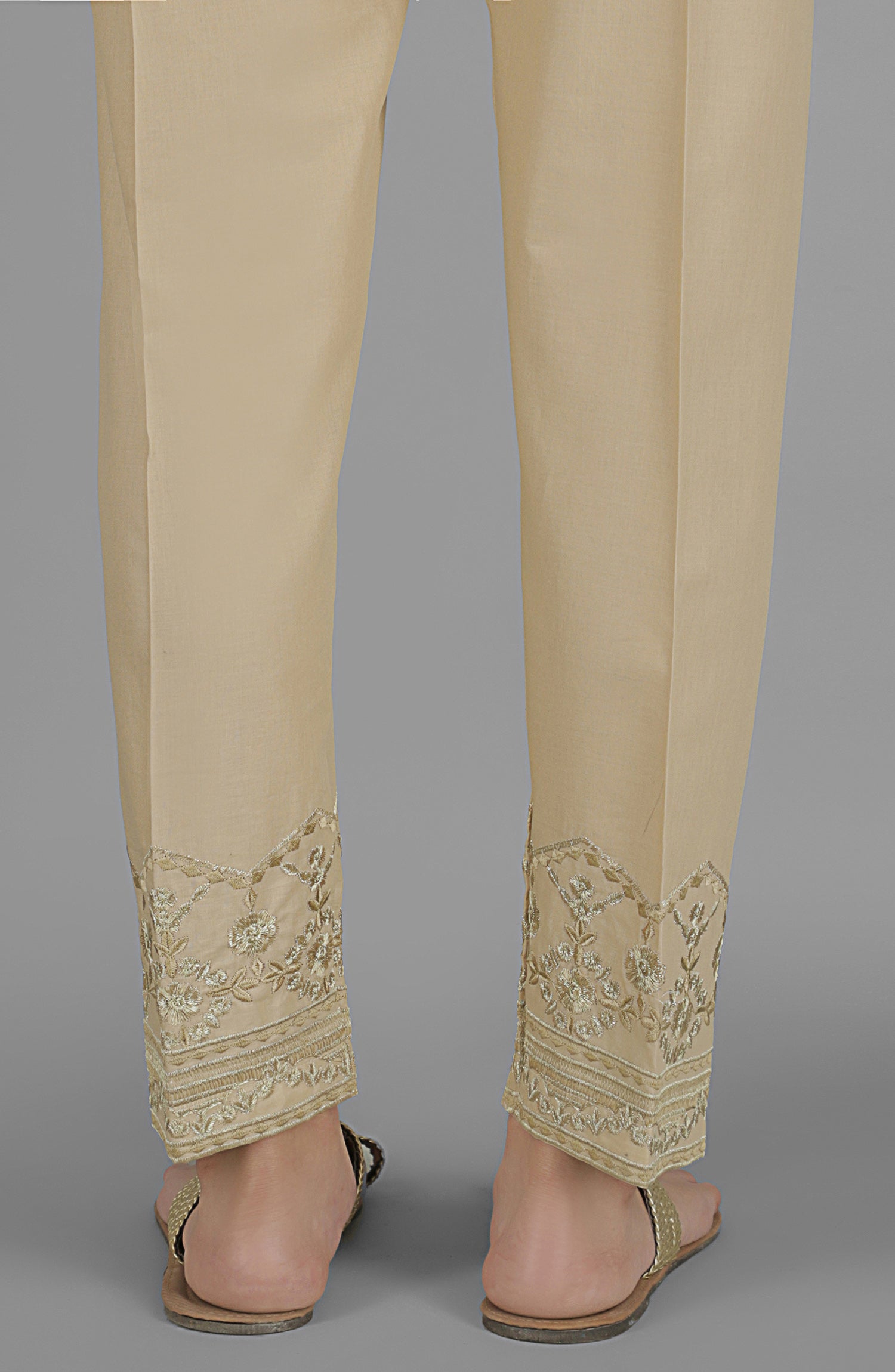 NRPE-053/S BEIGE CAMBRIC SCPANTS STITCHED BOTTOMS PANTS