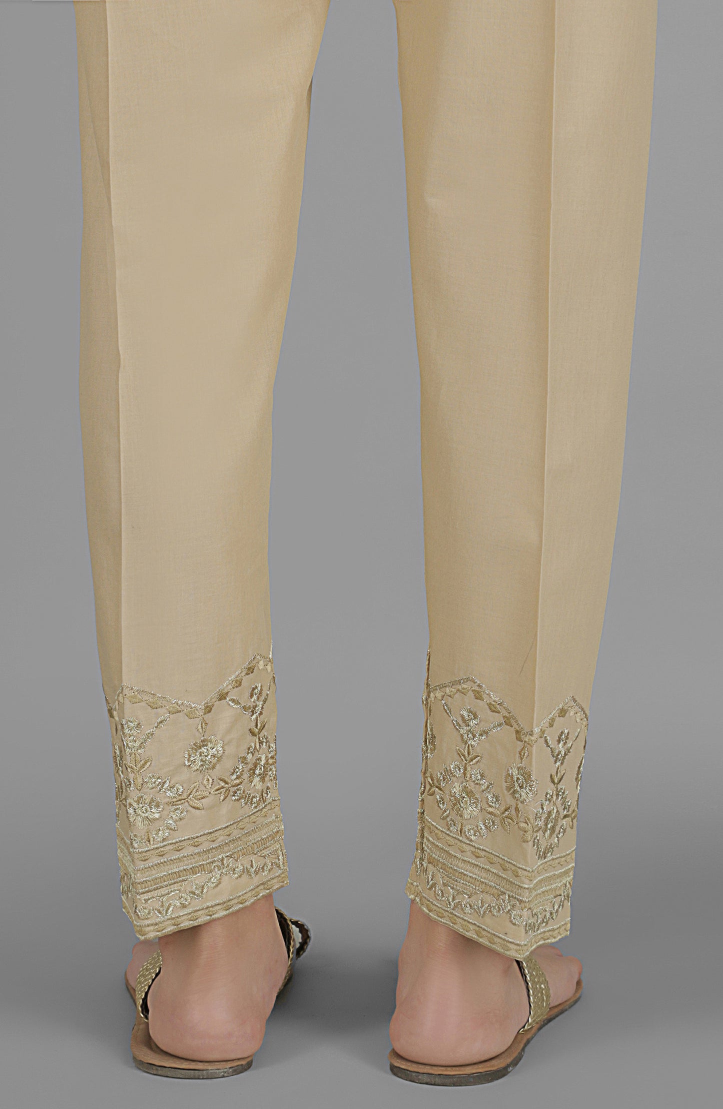 NRPE-053/S BEIGE CAMBRIC SCPANTS STITCHED BOTTOMS PANTS