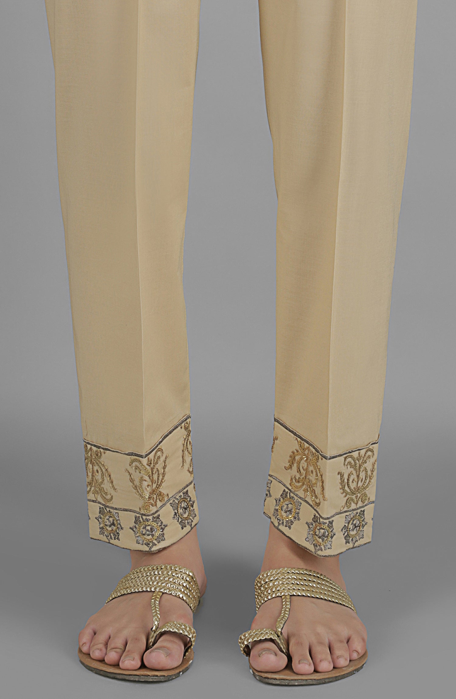 NRPE-45/S BEIGE CAMBRIC SCPANTS STITCHED BOTTOMS PANTS