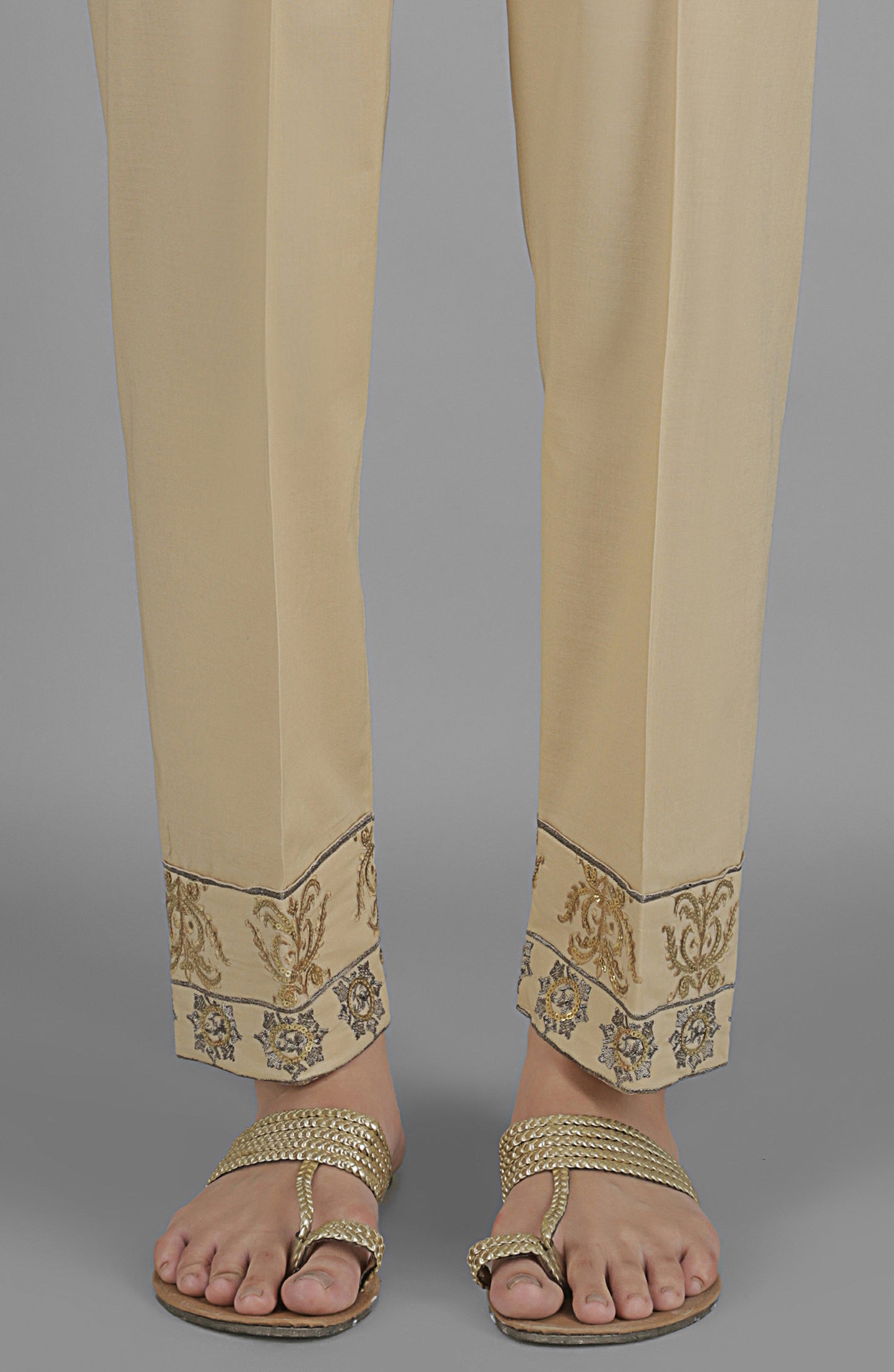 NRPE-45/S BEIGE CAMBRIC SCPANTS STITCHED BOTTOMS PANTS