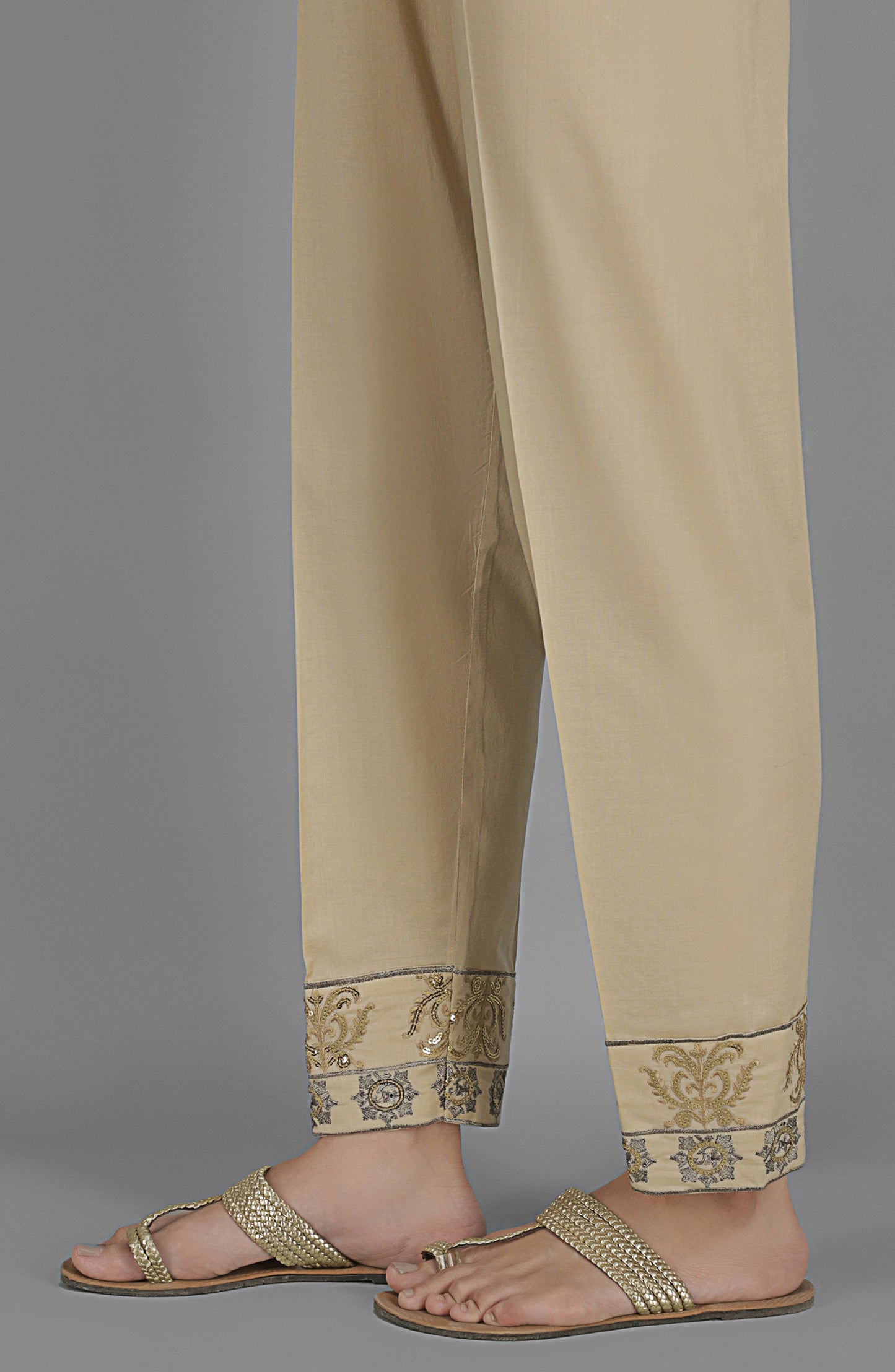 NRPE-45/S BEIGE CAMBRIC SCPANTS STITCHED BOTTOMS PANTS