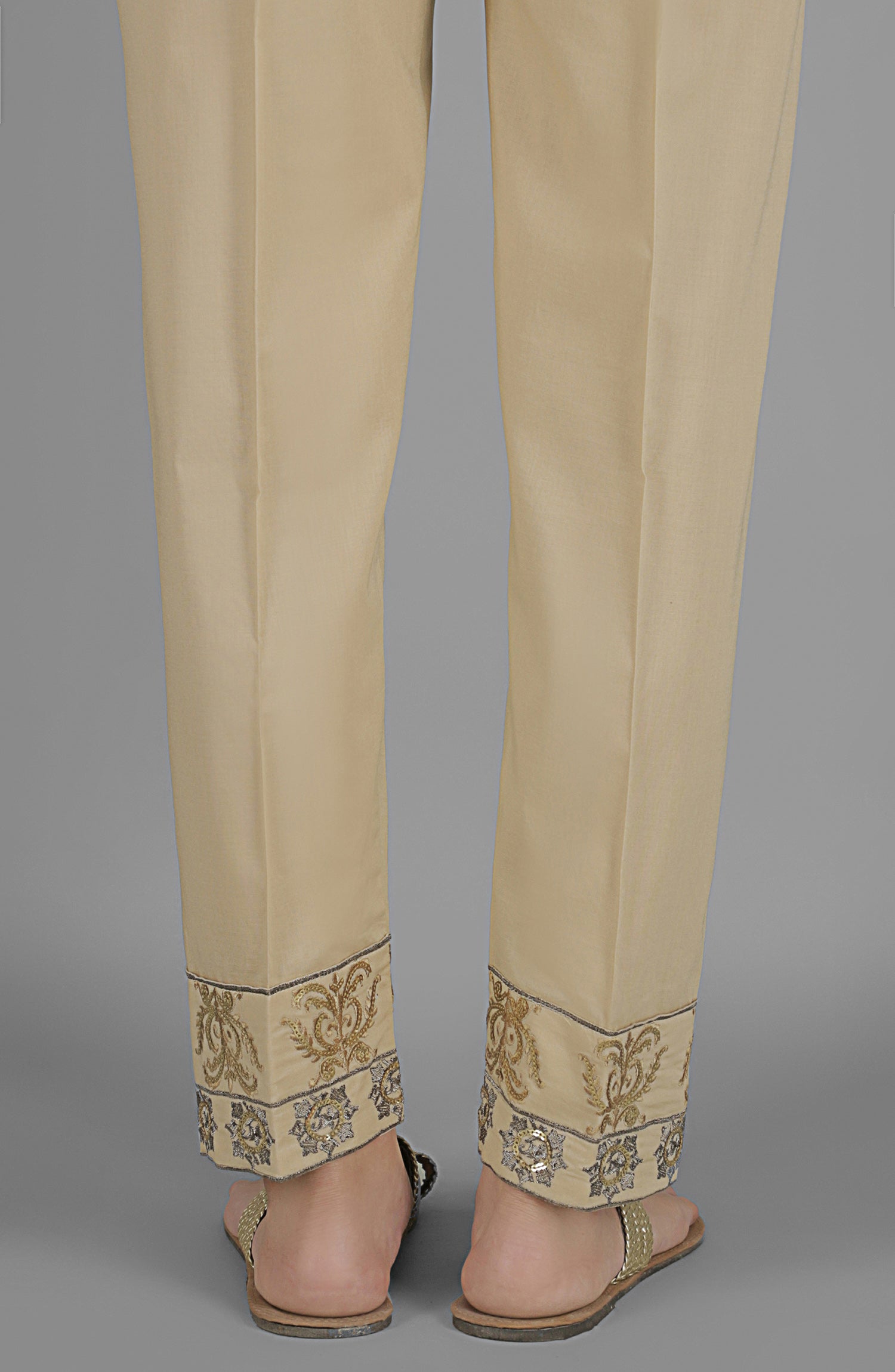 NRPE-45/S BEIGE CAMBRIC SCPANTS STITCHED BOTTOMS PANTS