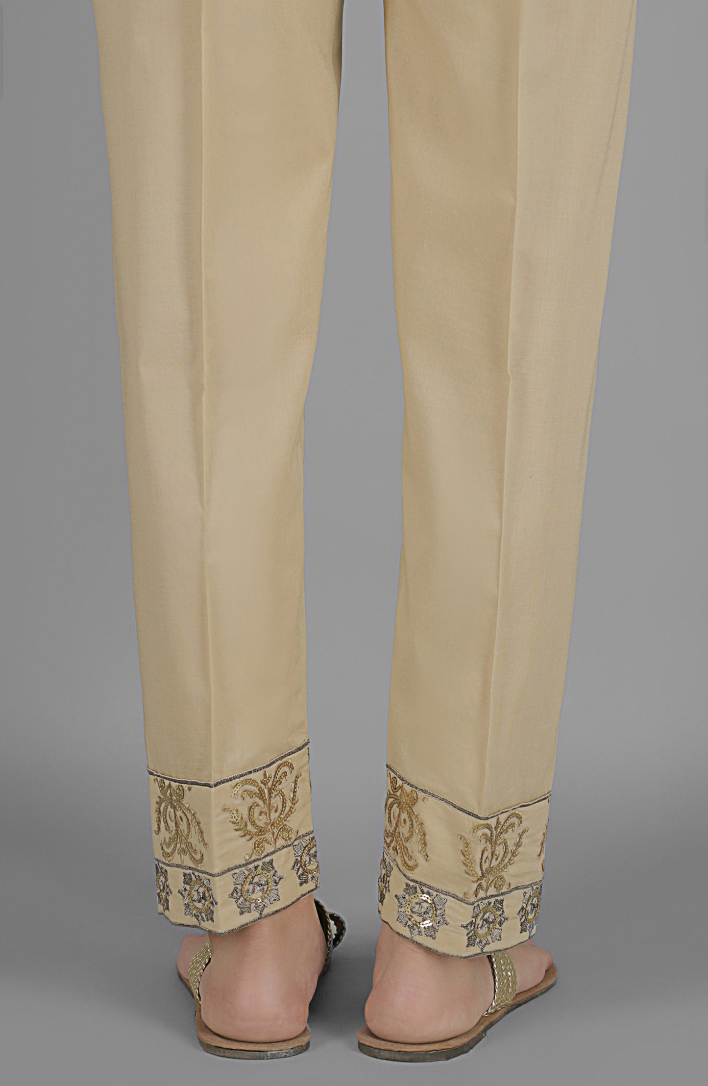 NRPE-45/S BEIGE CAMBRIC SCPANTS STITCHED BOTTOMS PANTS