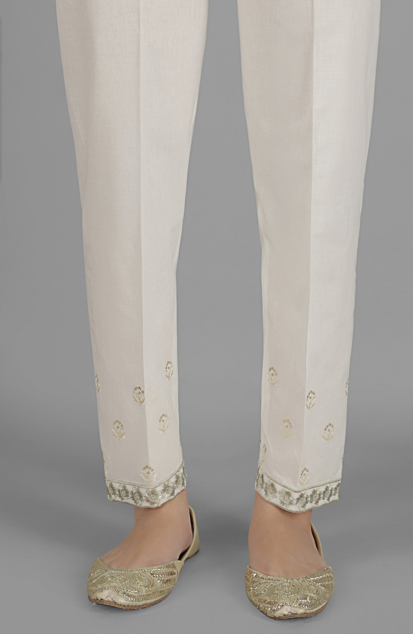 NRPE-46/S WHITE CAMBRIC SCPANTS STITCHED BOTTOMS PANTS