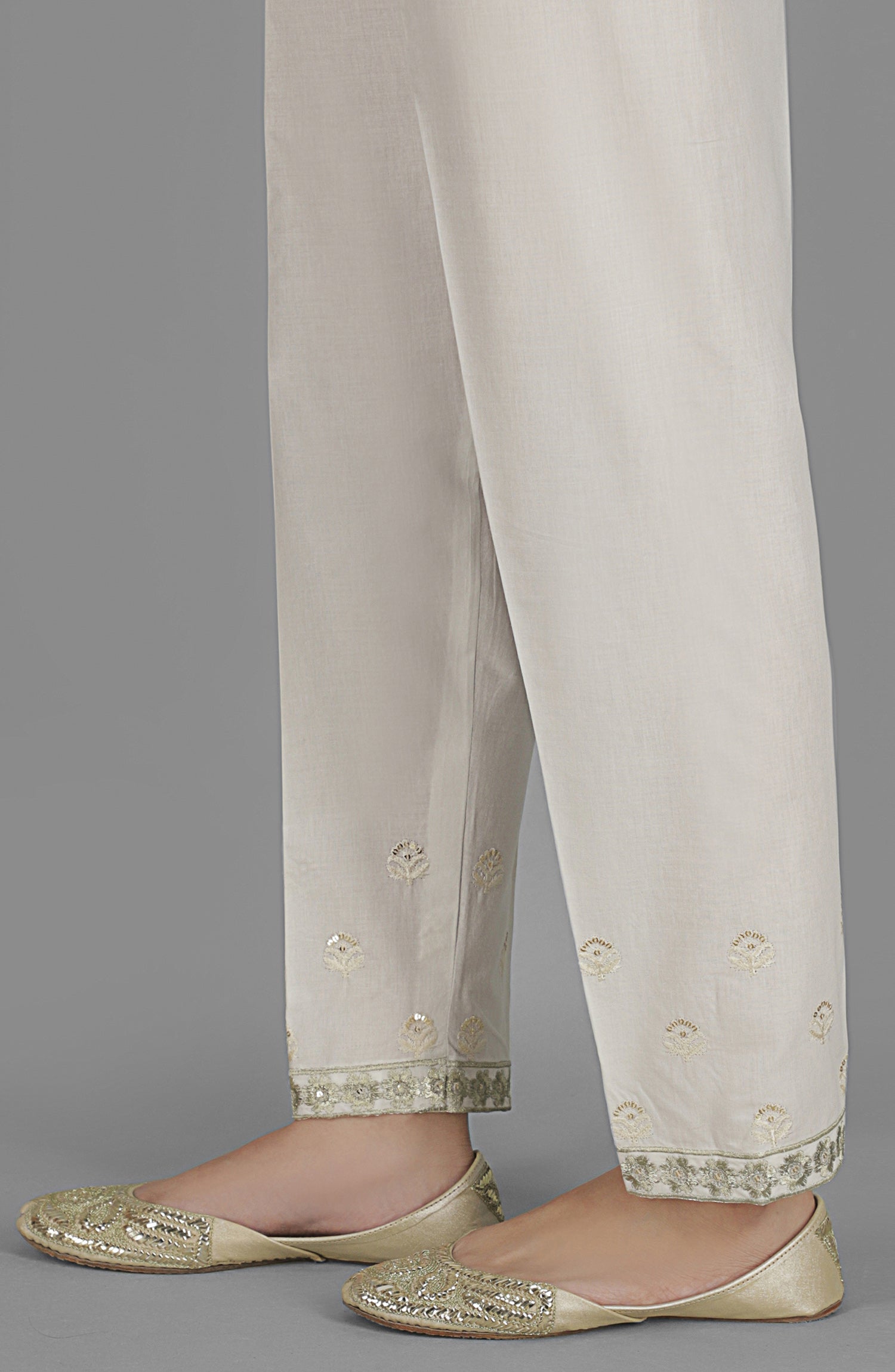 NRPE-46/S WHITE CAMBRIC SCPANTS STITCHED BOTTOMS PANTS