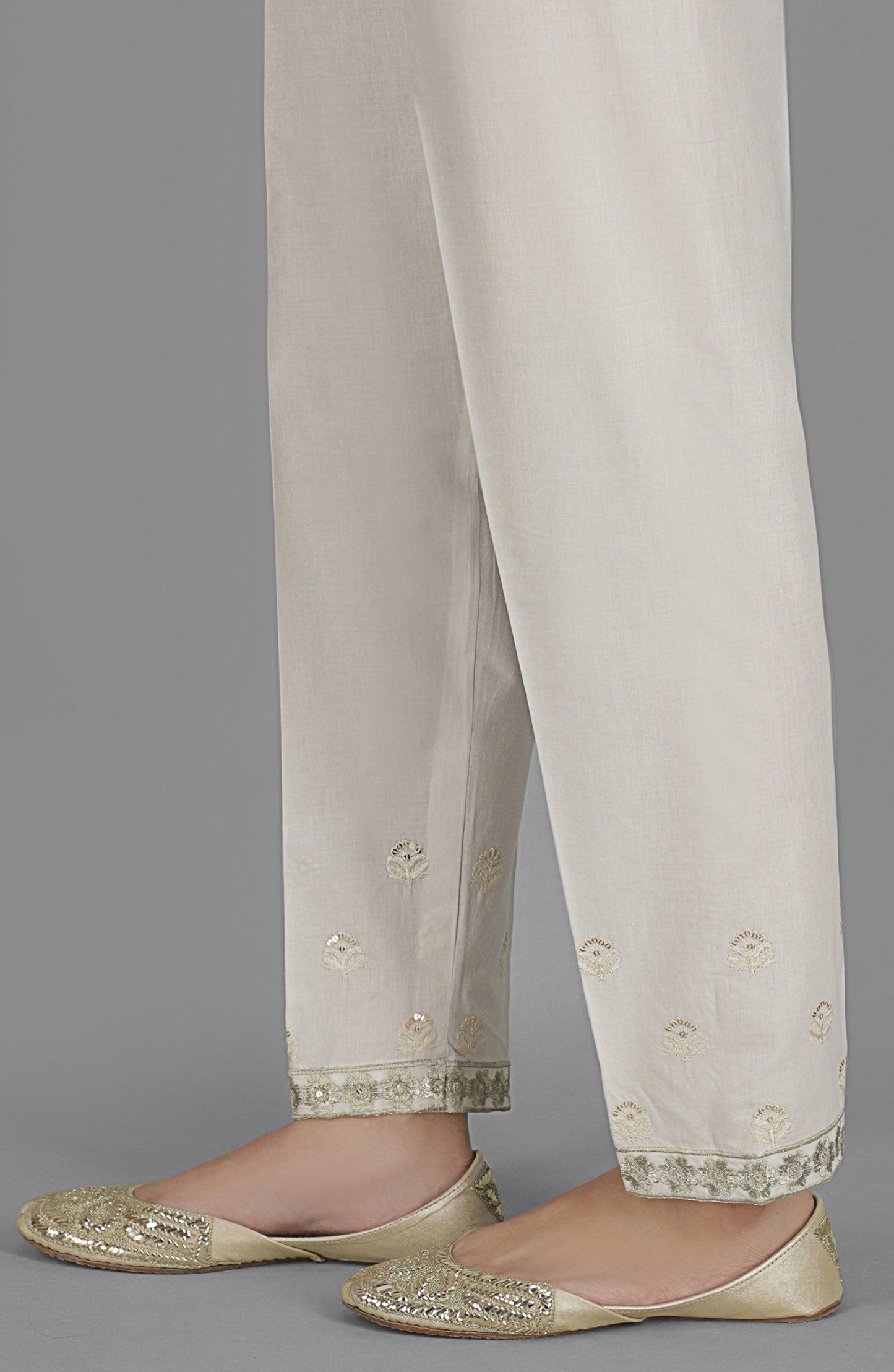 NRPE-46/S WHITE CAMBRIC SCPANTS STITCHED BOTTOMS PANTS
