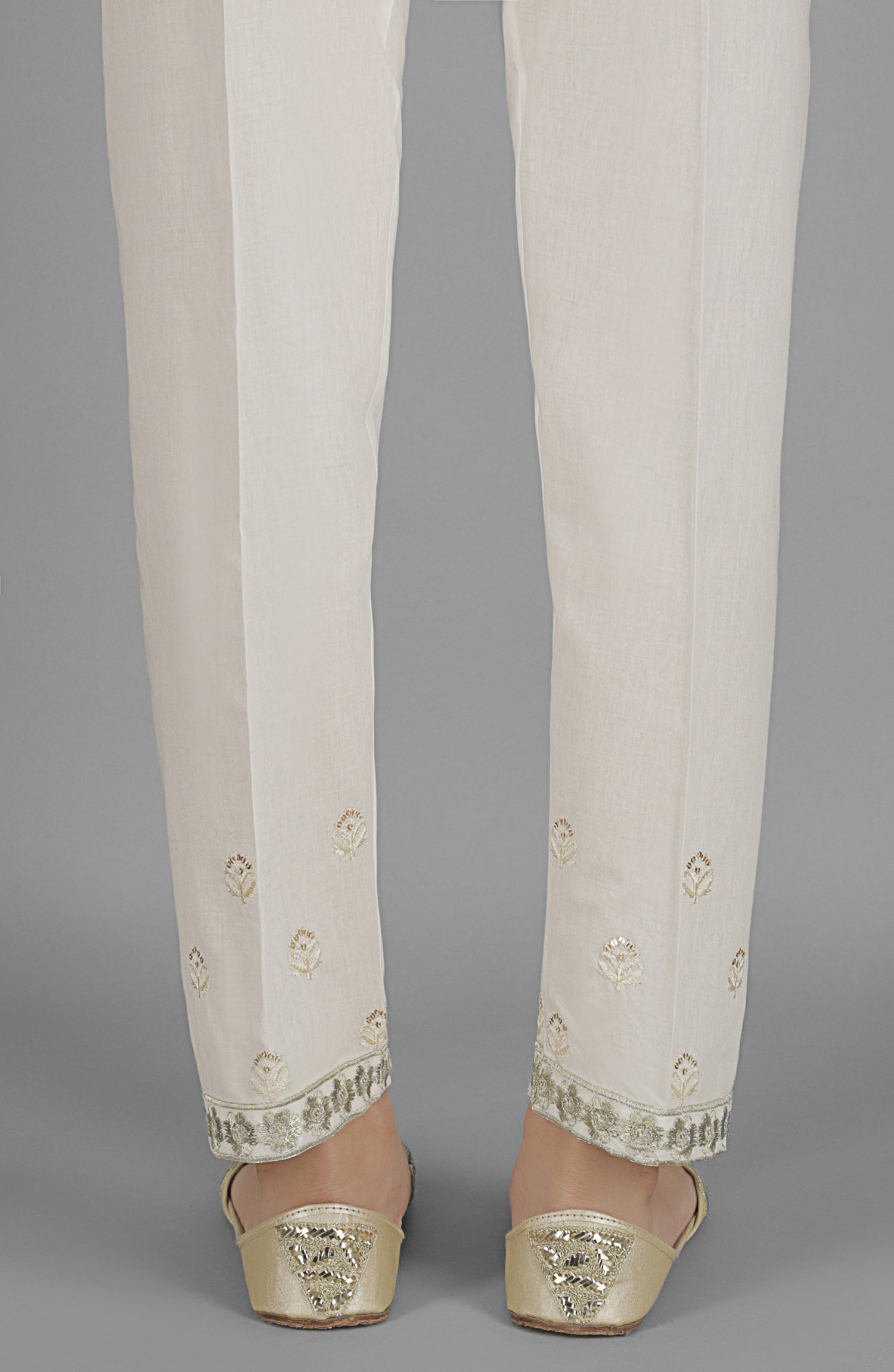 NRPE-46/S WHITE CAMBRIC SCPANTS STITCHED BOTTOMS PANTS
