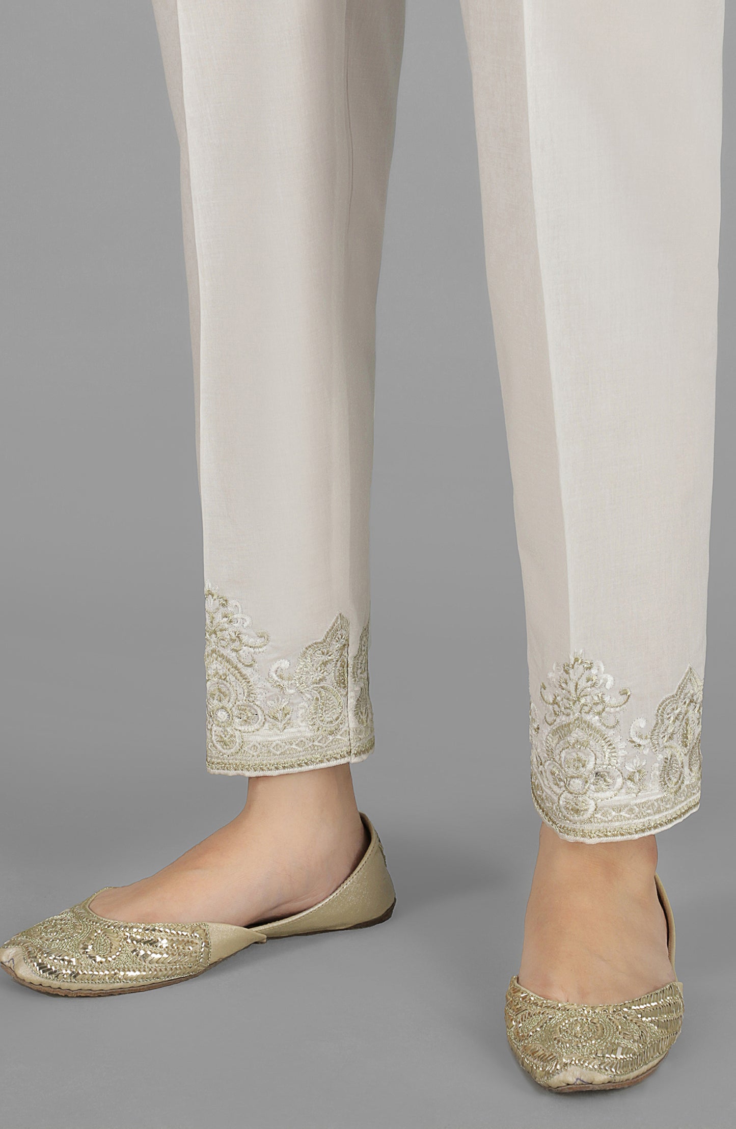 NRPE-055/S WHITE CAMBRIC SCPANTS STITCHED BOTTOMS PANTS