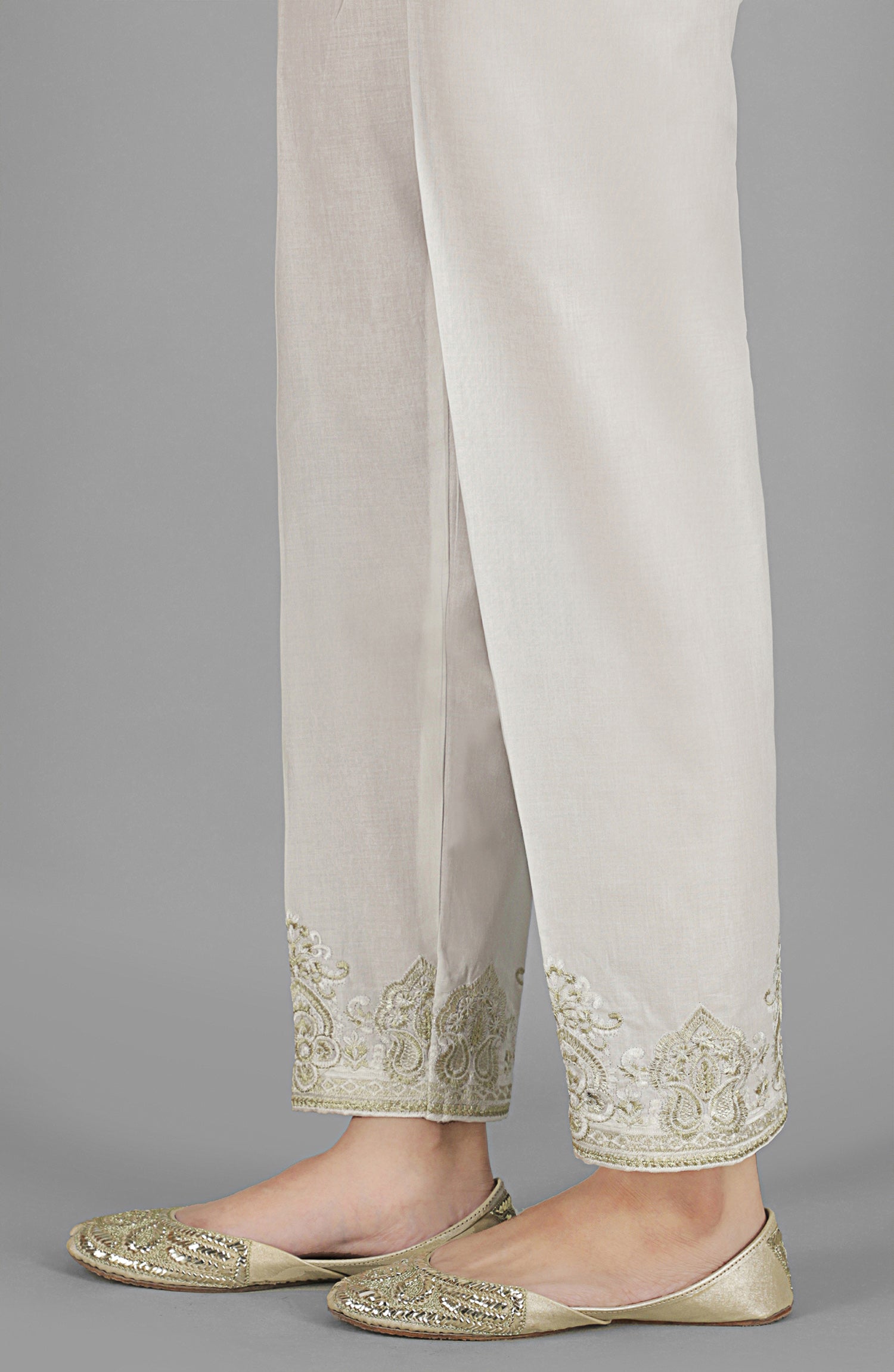 NRPE-055/S WHITE CAMBRIC SCPANTS STITCHED BOTTOMS PANTS