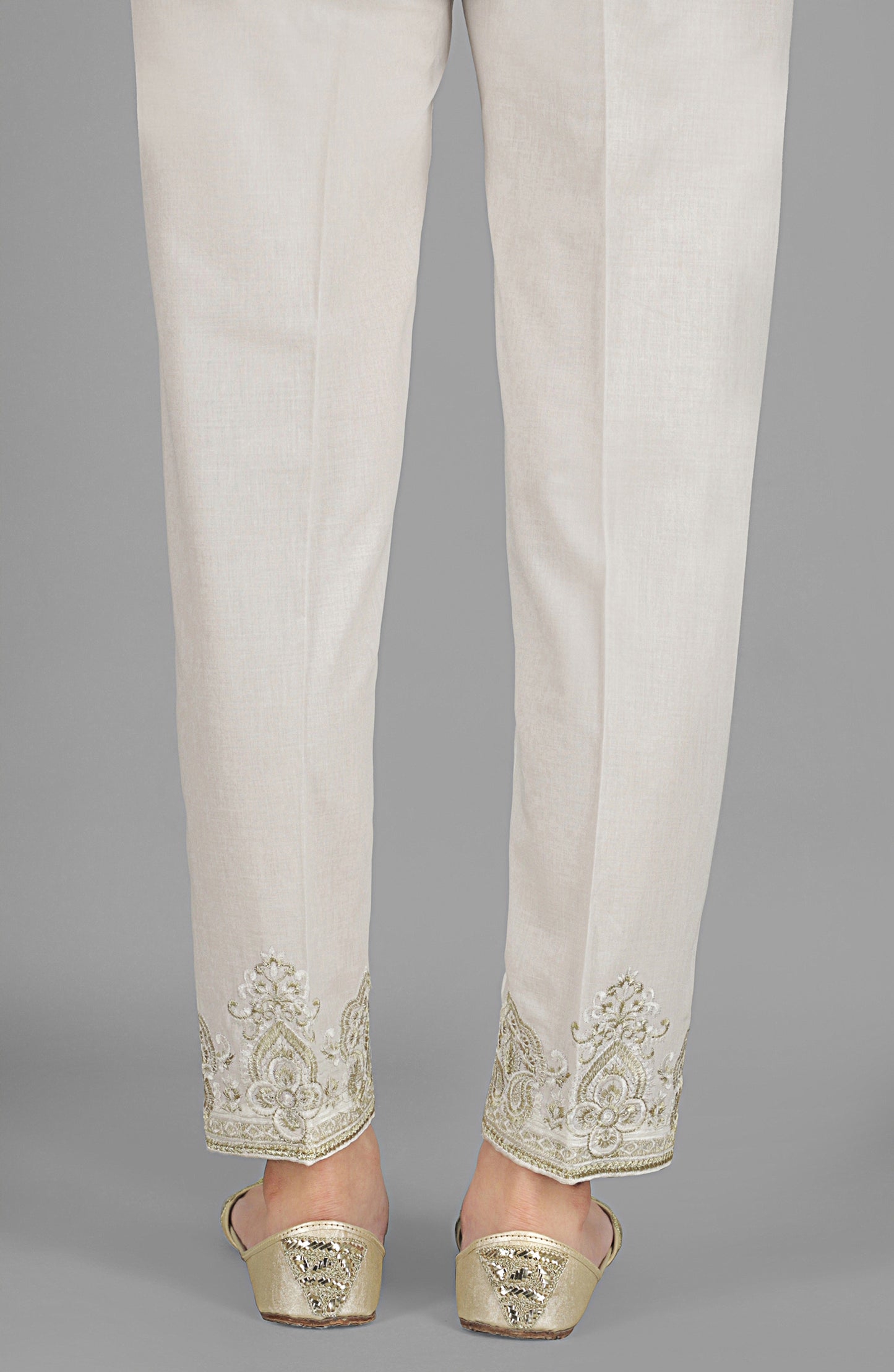 NRPE-055/S WHITE CAMBRIC SCPANTS STITCHED BOTTOMS PANTS