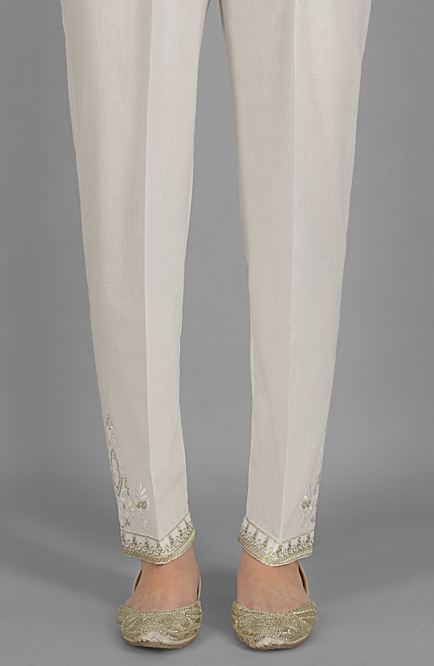 NRPE-48/S WHITE CAMBRIC SCPANTS STITCHED BOTTOMS PANTS