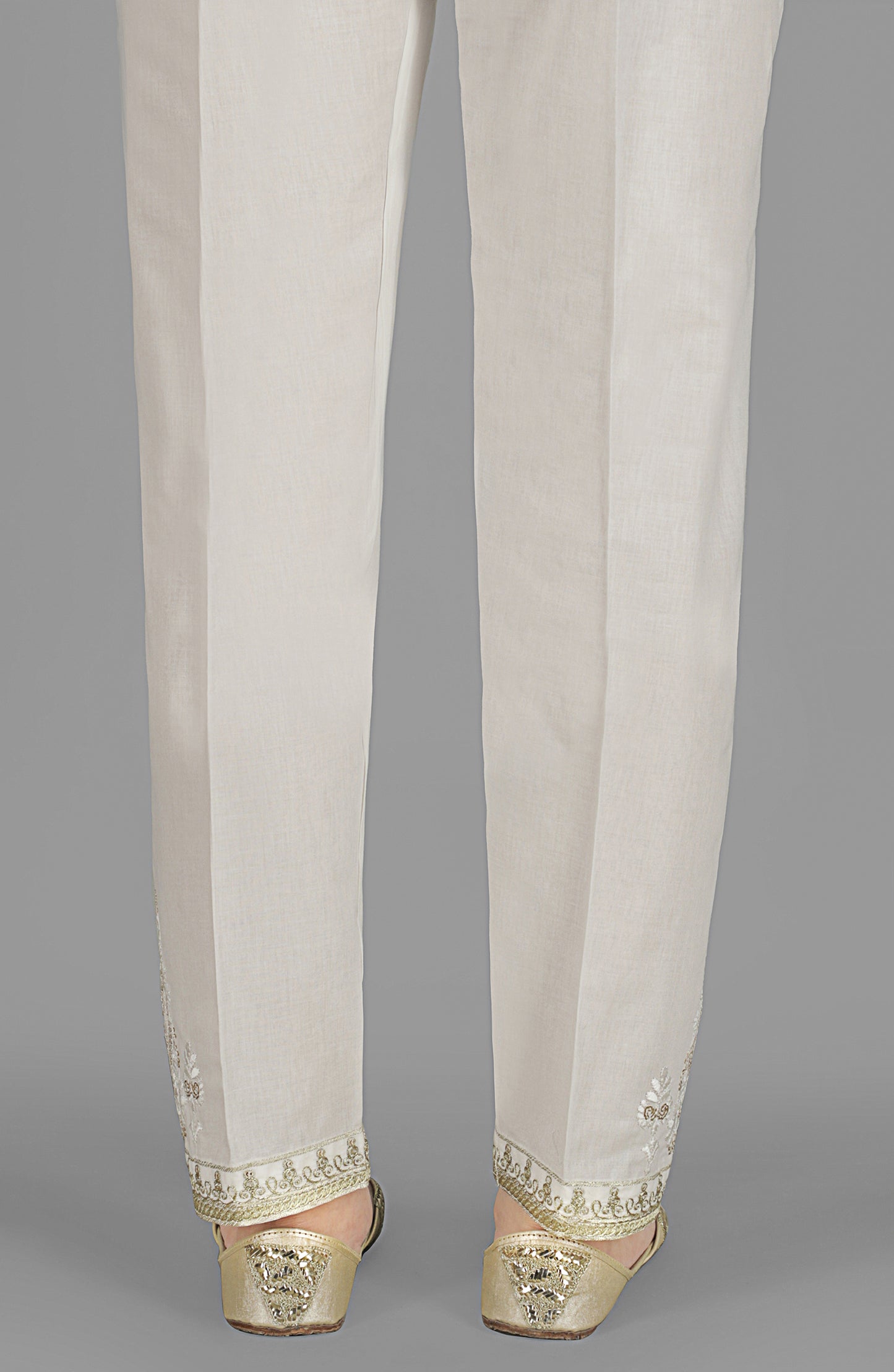 NRPE-48/S WHITE CAMBRIC SCPANTS STITCHED BOTTOMS PANTS