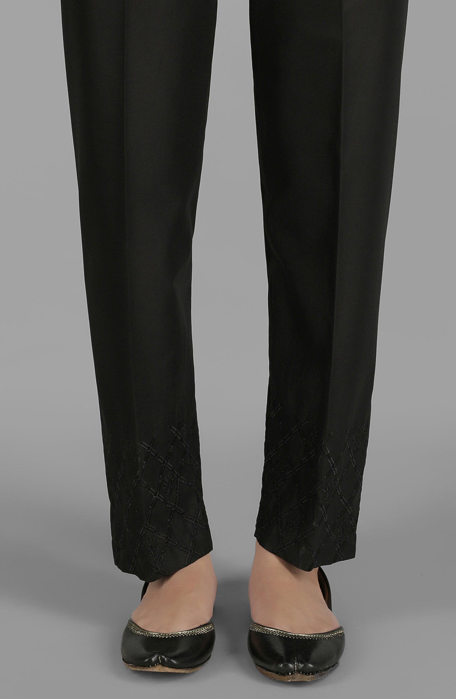 NRPE-057/S BLACK CAMBRIC SCPANTS STITCHED BOTTOMS PANTS