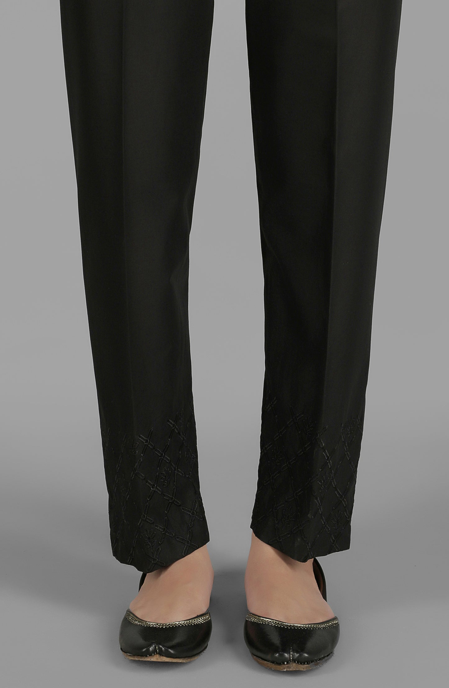 NRPE-057/S BLACK CAMBRIC SCPANTS STITCHED BOTTOMS PANTS