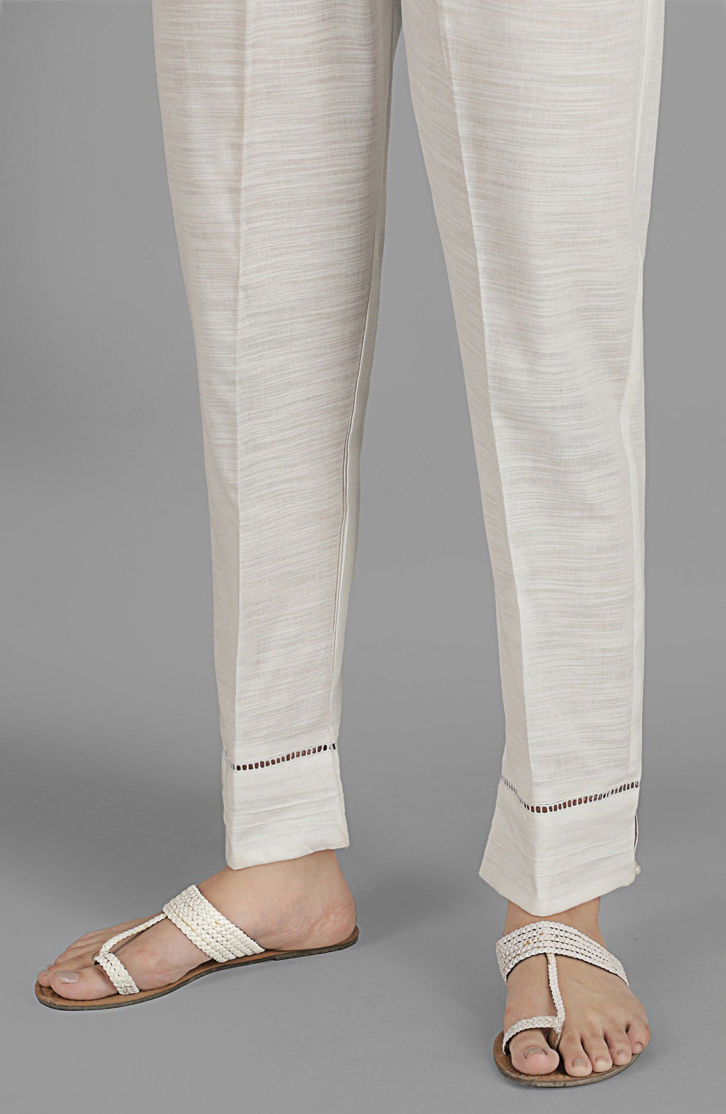 Stitched 1 Piece Plain Khaddar Pants (NRP-70/S WHITE)