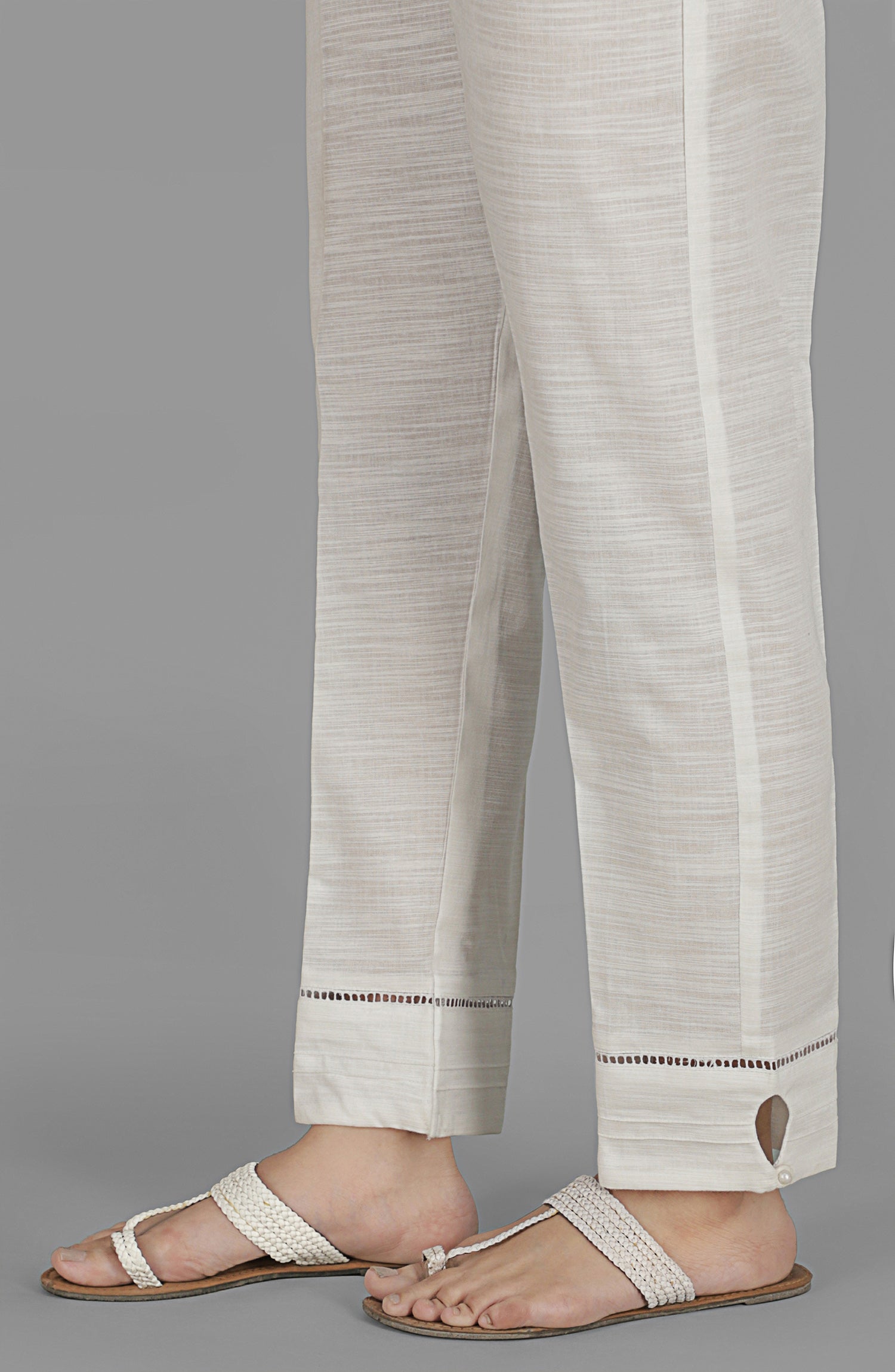 Stitched 1 Piece Plain Khaddar Pants (NRP-70/S WHITE)