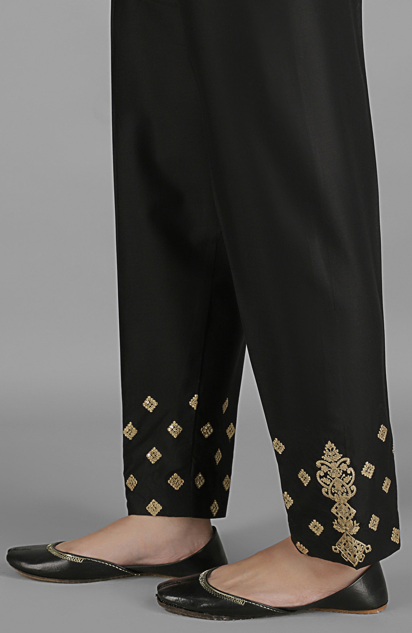 NRPE-44/S BLACK CAMBRIC SCPANTS STITCHED BOTTOMS PANTS