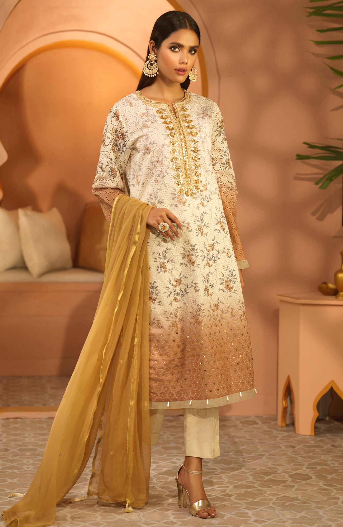 Unstitched 3 Piece Festive Embroidered Suit
